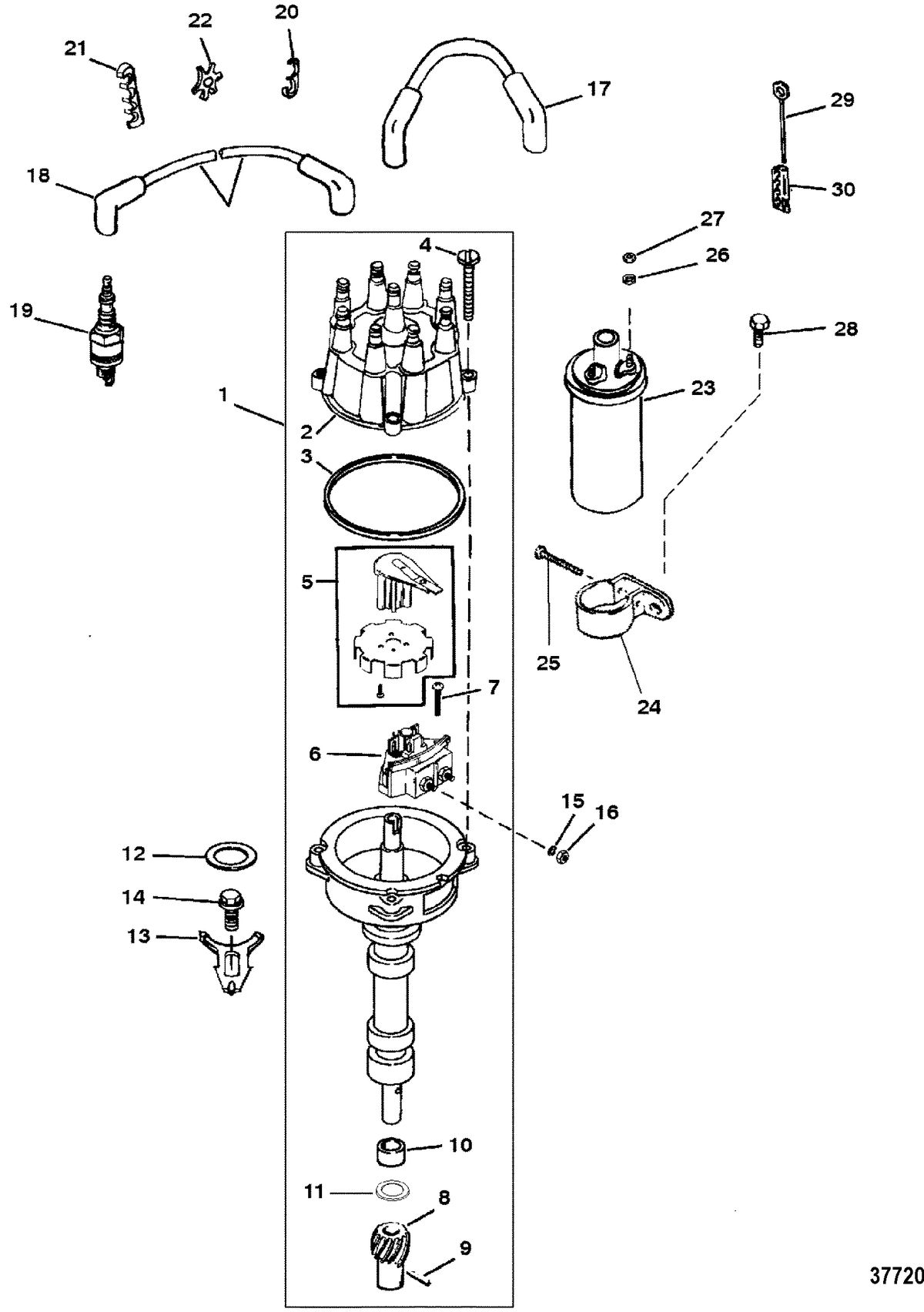 MERCRUISER 200/5.0L/LX 260/5.7L 350 MAG ALPHA/BRAVO DISTRIBUTOR AND IGNITION COMPONENTS