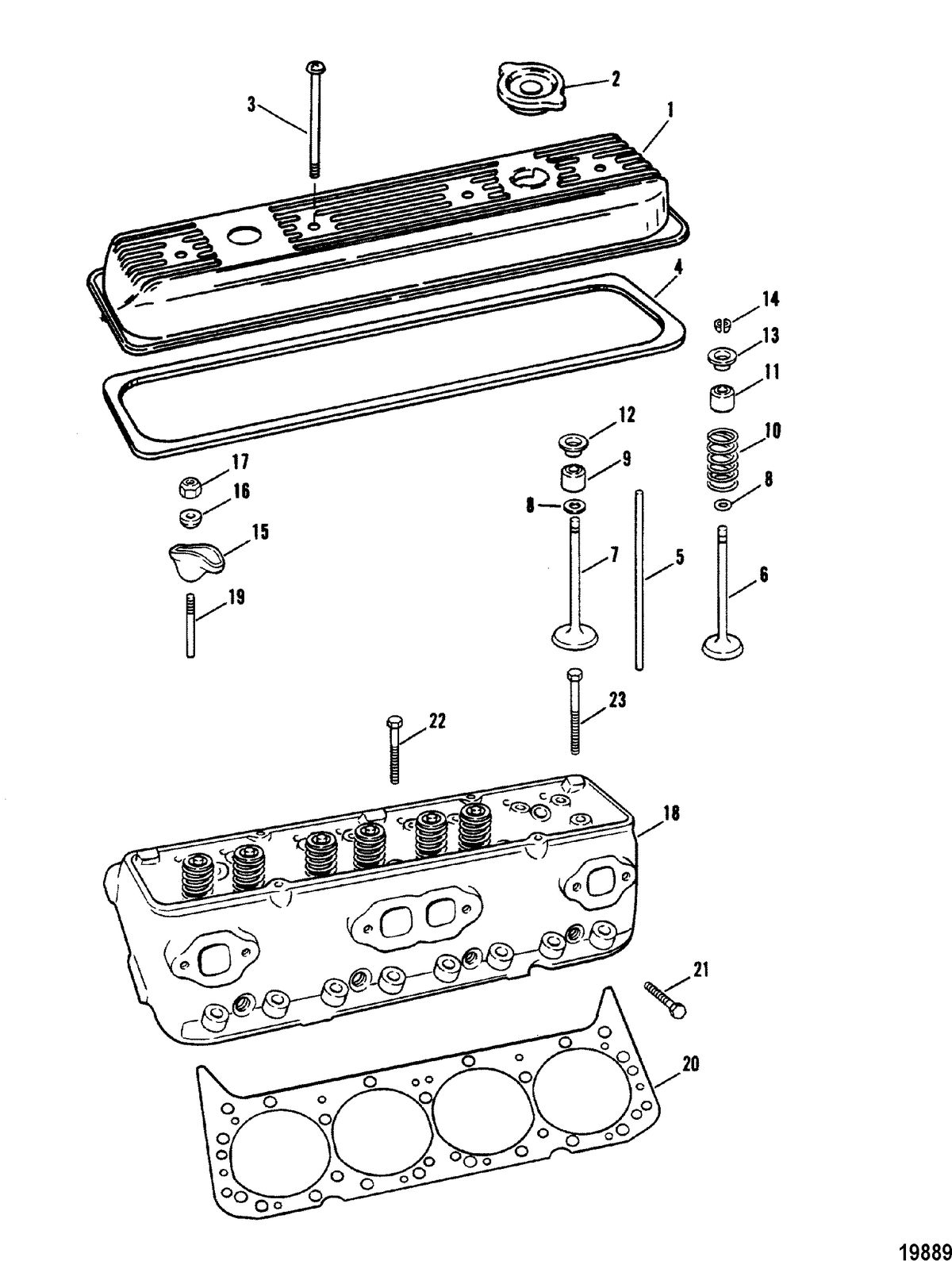 MERCRUISER 5.7L COMPETITION SKI ENGINE Cylinder Head & Rocker Cover