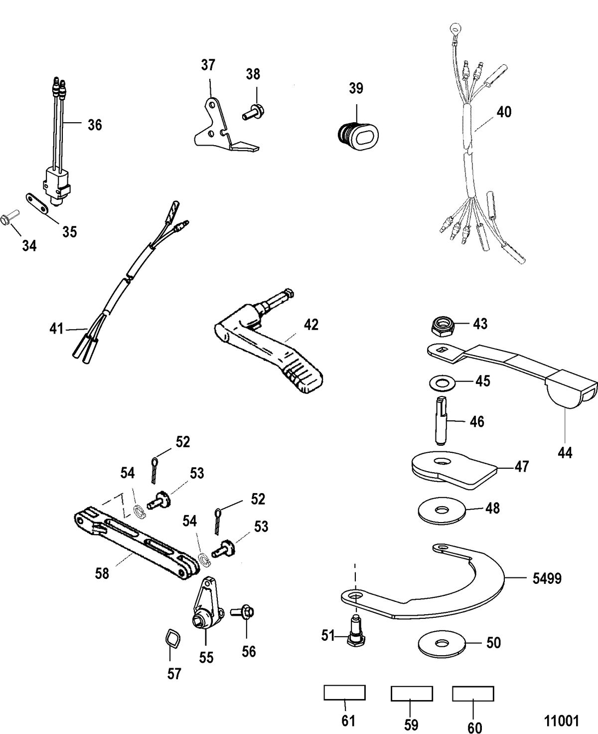 ACCESSORIES STEERING SYSTEMS AND COMPONENTS Tiller Handle Kit Components(828813A6 / A7 / A29)