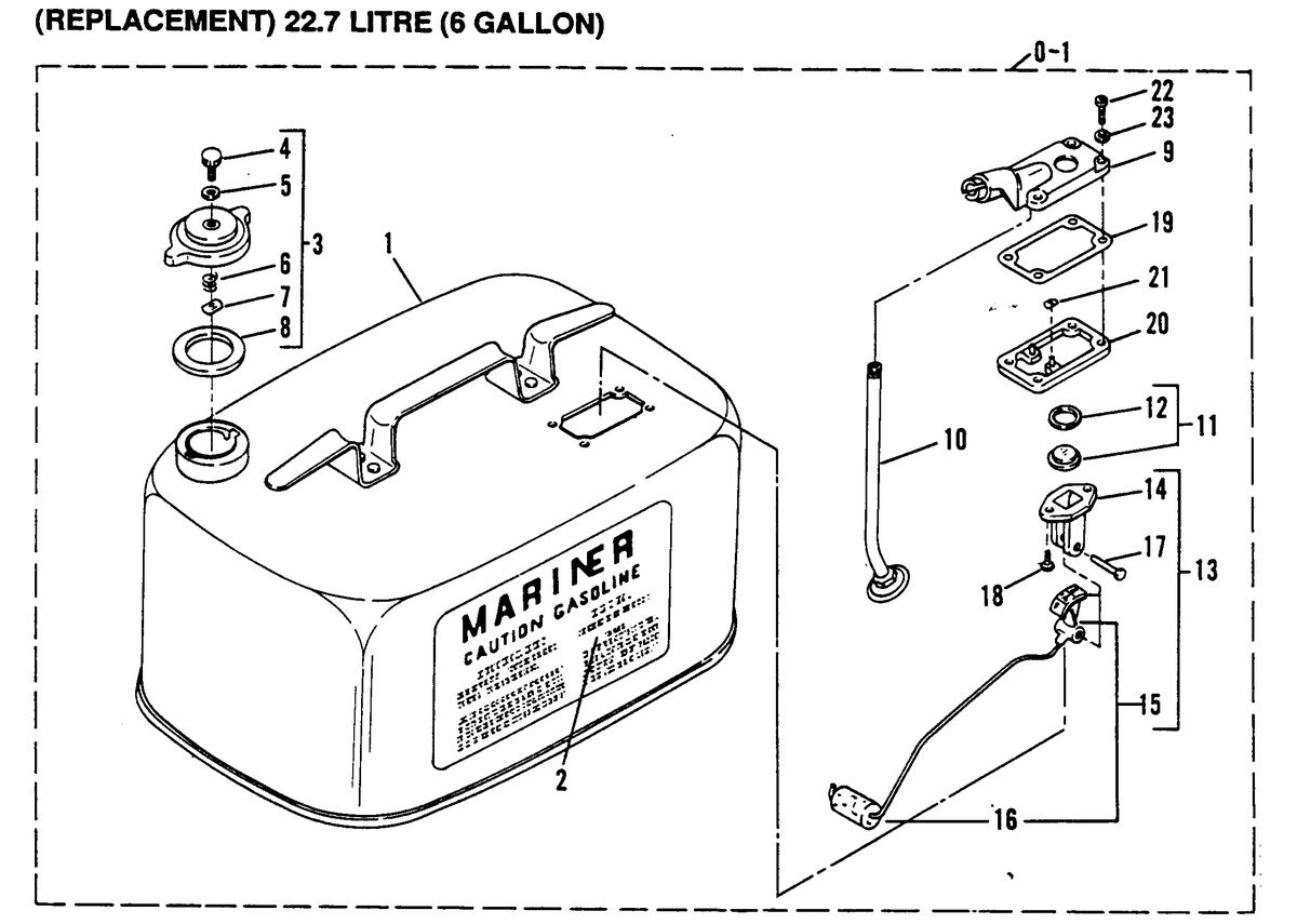 MARINER 5 H.P. FUEL TANK (REPLACEMENT)