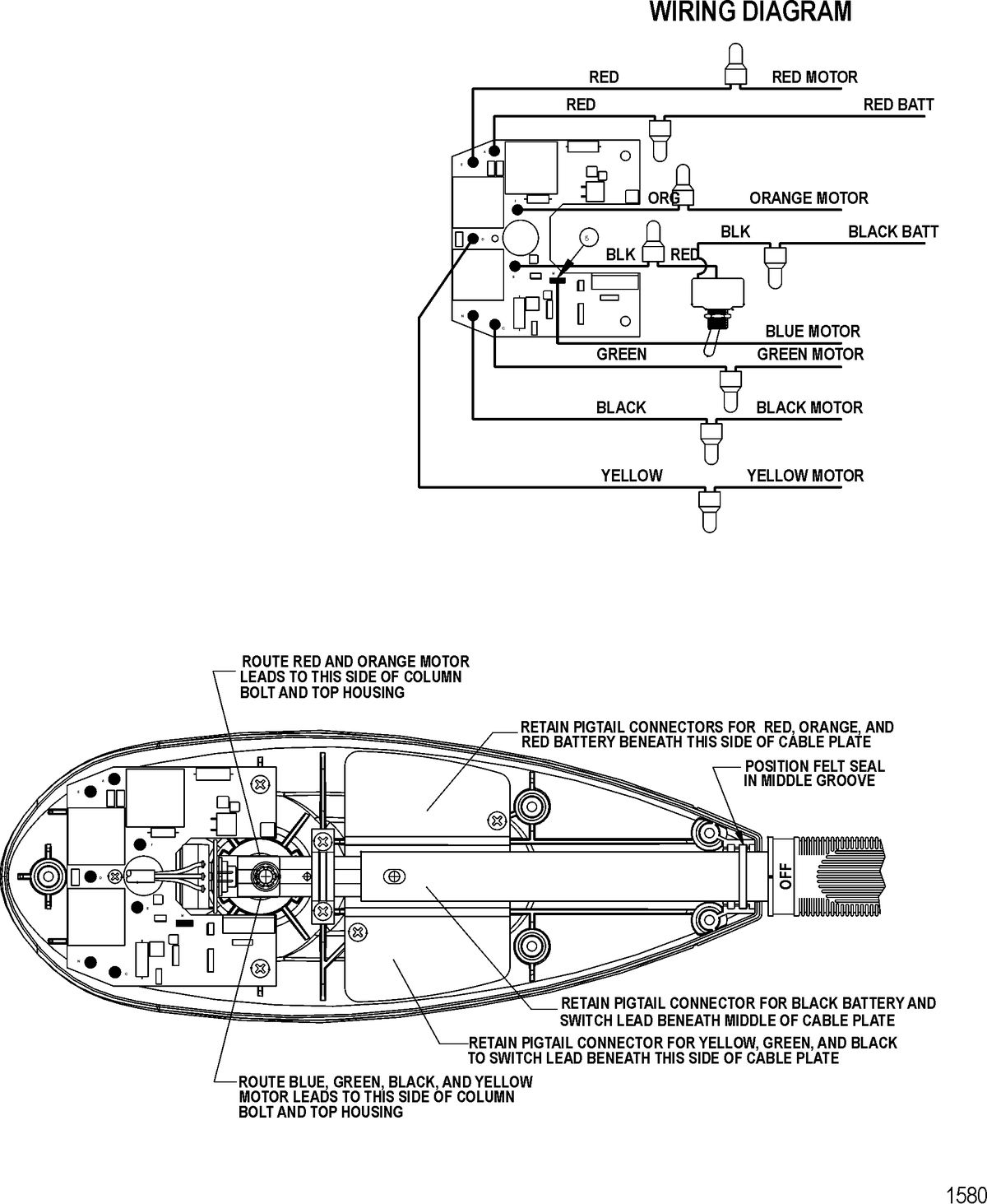 TROLLING MOTOR MOTORGUIDE TT THRUSTER SERIES Wire Diagram(Model TT4800) (12 Volt)