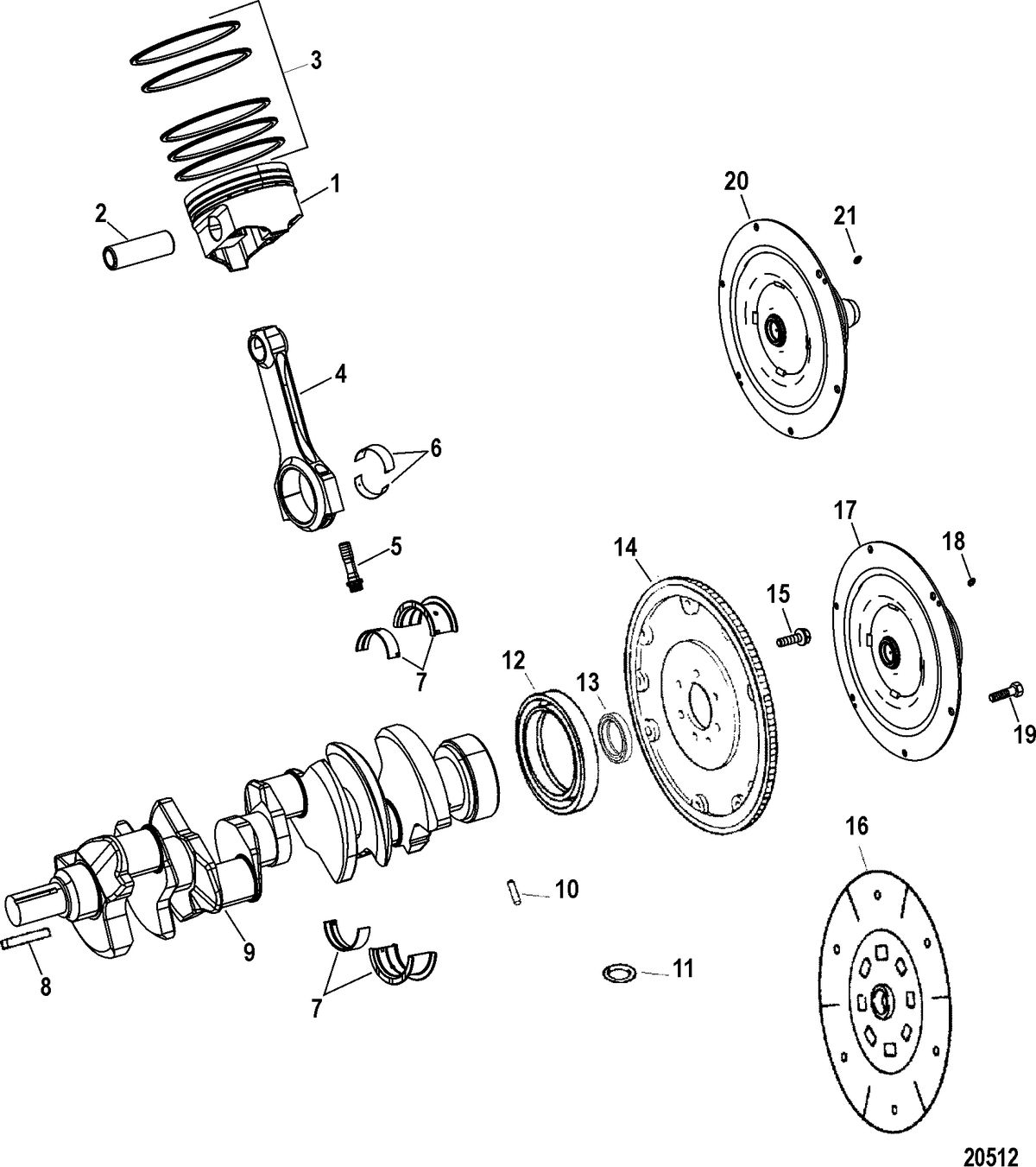 RACE STERNDRIVE 525 EFI Engine Components(Crankshaft / Piston / Connecting Rods)