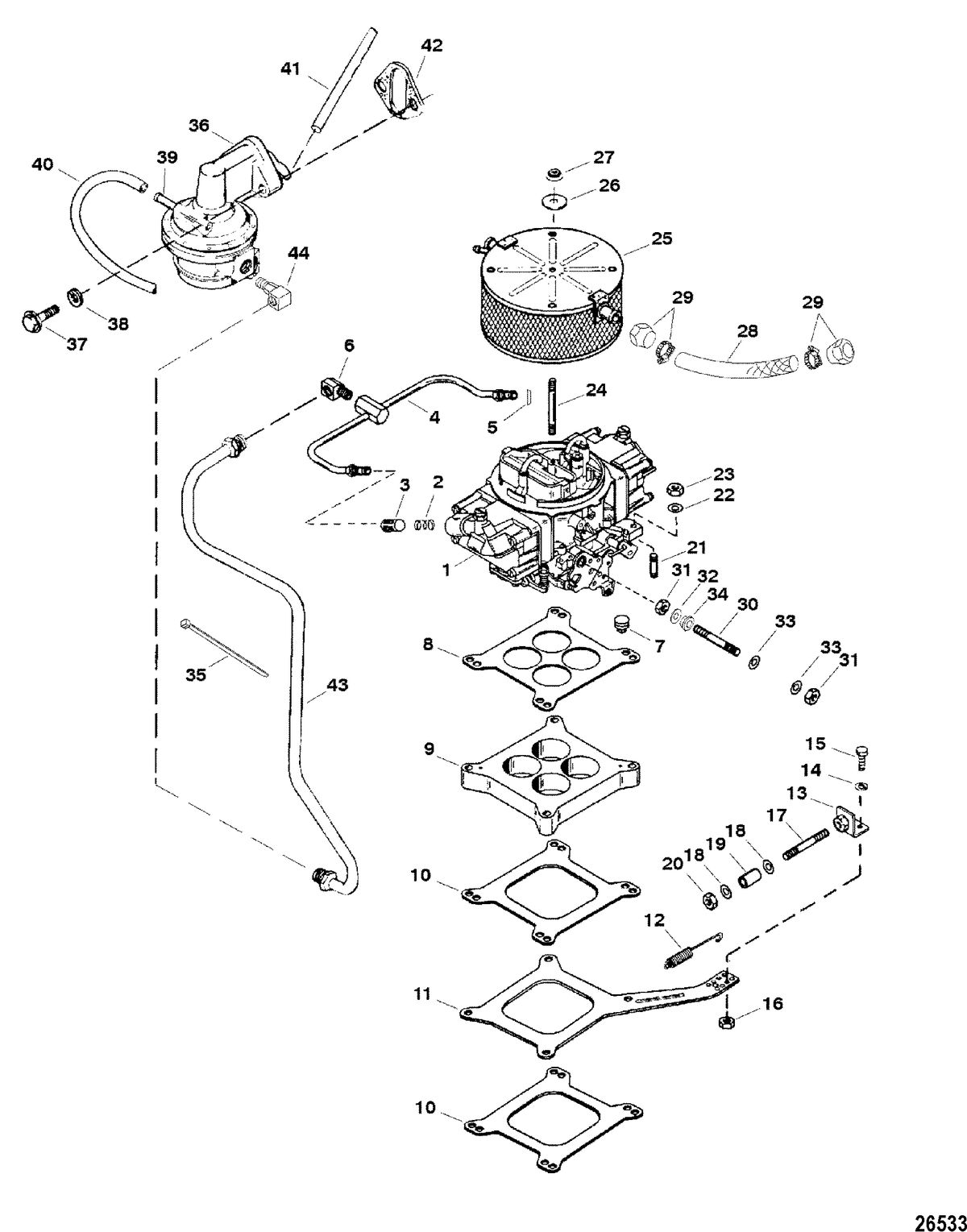 RACE STERNDRIVE 500 BULLDOG Carburetor And Linkage