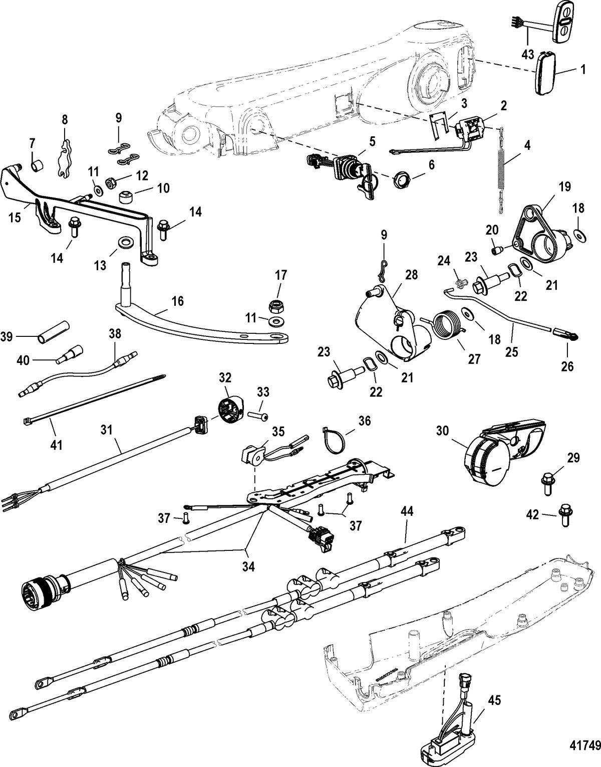 ACCESSORIES STEERING SYSTEMS AND COMPONENTS Big Tiller Handle Kit Components(Manual 40-60 ELHPT)