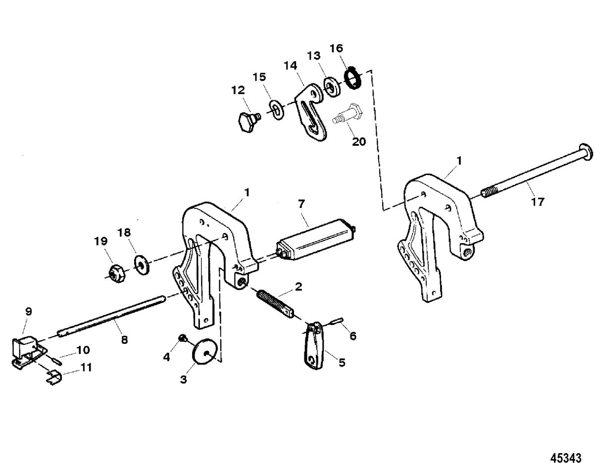 FORCE 9.9/15 HP FORCE Clamp Brackets(Serial # 0E127700 Thru 0E143887)