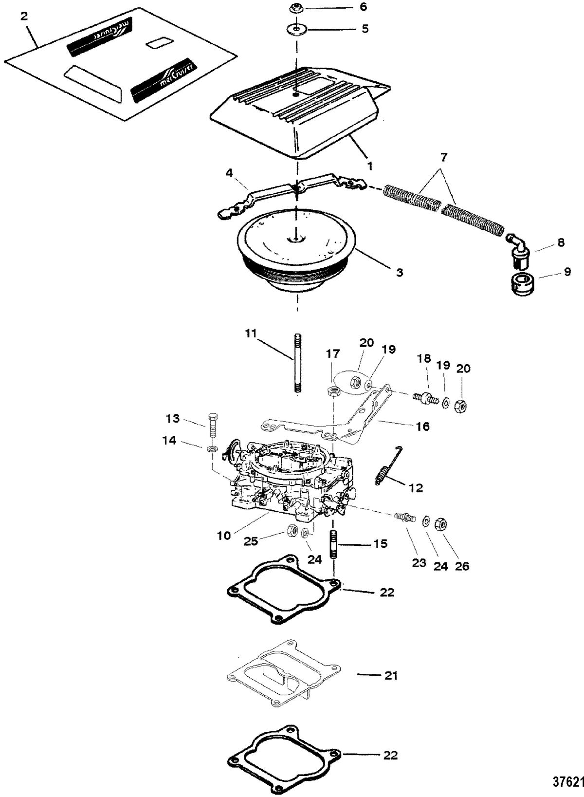 MERCRUISER 5.7L 2BBL 5.7LX 4BBL 350 MAG ALPHA/BRAVO CARBURETOR/THROTTLE LINKAGE(4 BARREL)