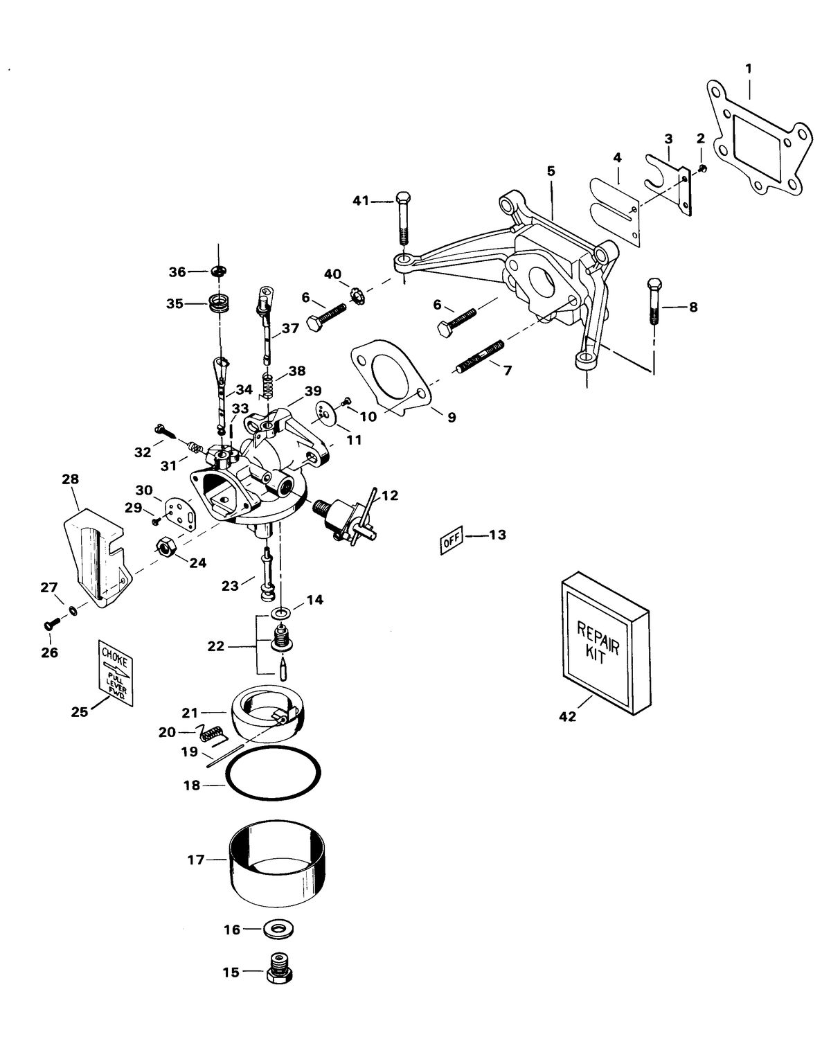 CHRYSLER 3.5 HP CARBURETOR & REED PLATE
