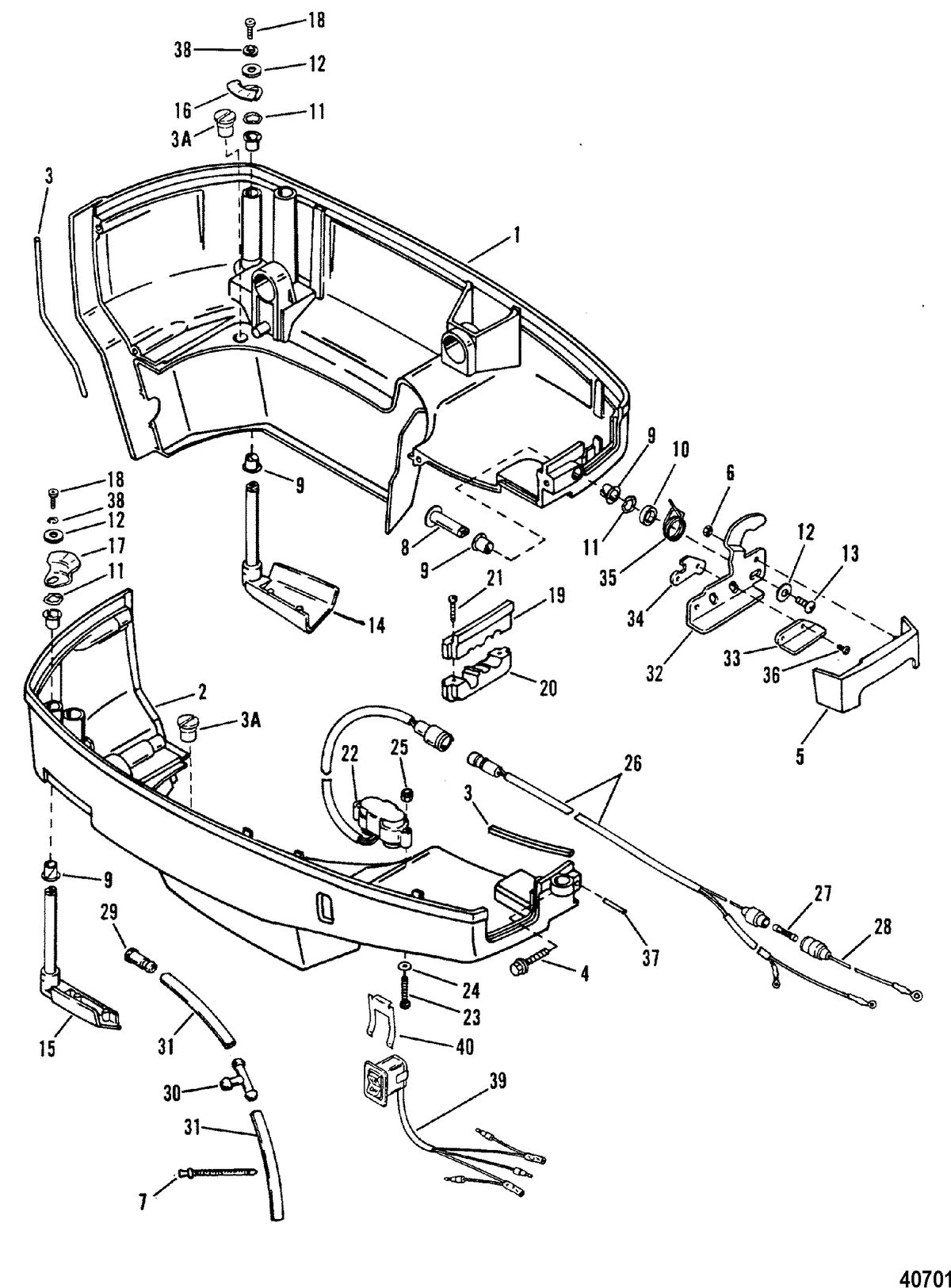 MERCURY/MARINER 200 H.P. (V-6) BOTTOM COWL
