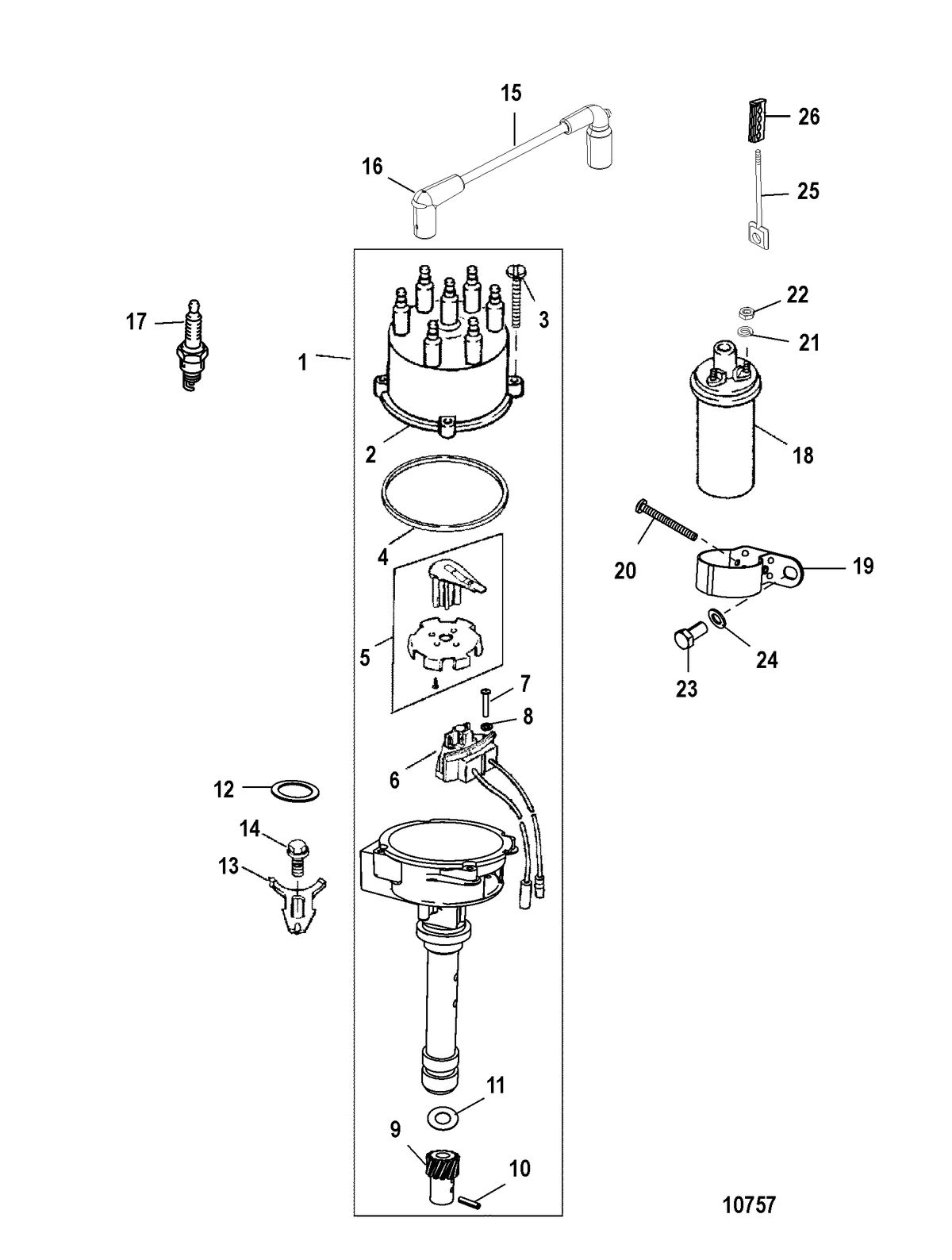 MERCRUISER 4.3L CARB ALPHA/BRAVO Distributor and Ignition Components