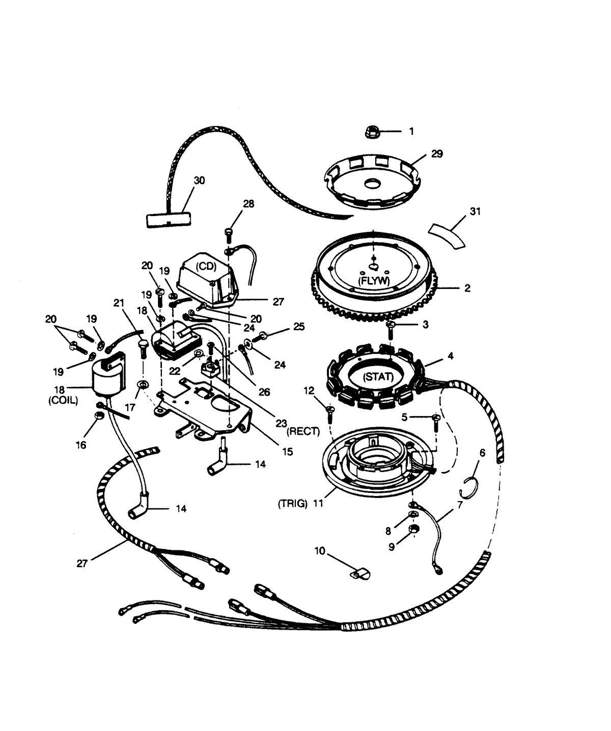 FORCE FORCE 1990 35 H.P. "B" MODELS IGNITION COMPONENTS