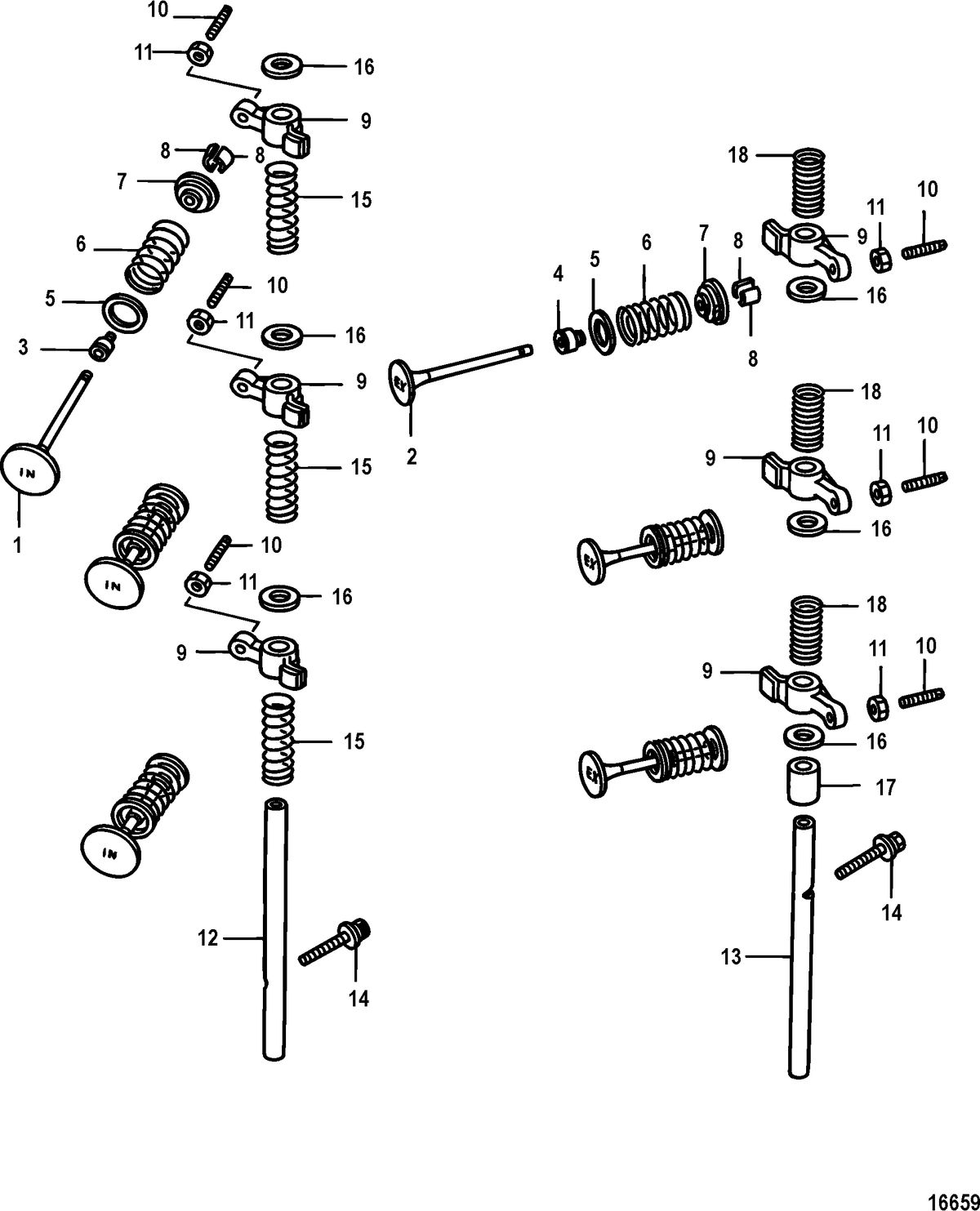 MERCURY/MARINER 25/30/JET 25 EFI/3 CYLINDER 4-STROKE Intake/Exhaust Valves