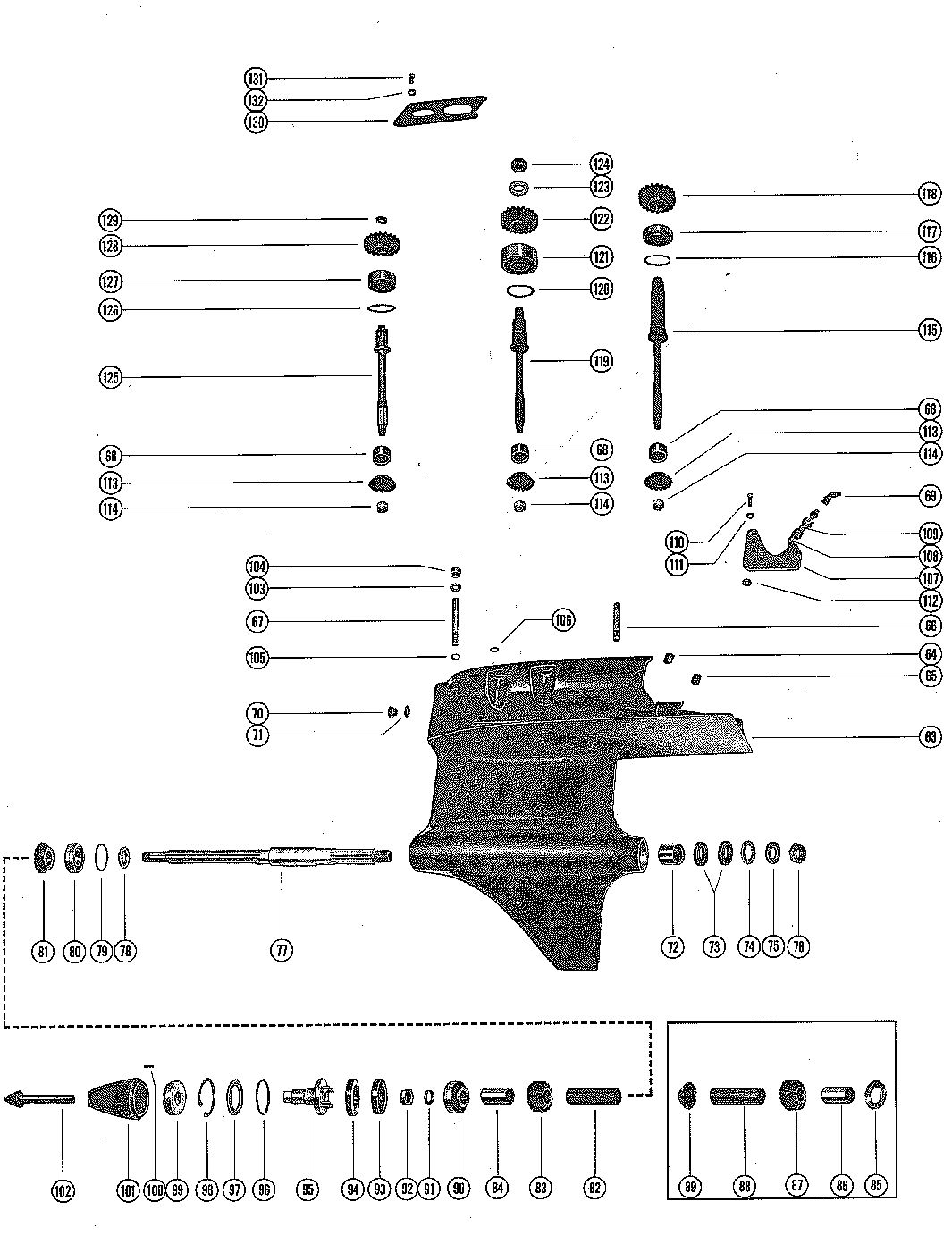 MERCURY MERC 1000BP GEAR HOUSING ASSEMBLY, COMPLETE (PAGE 2)