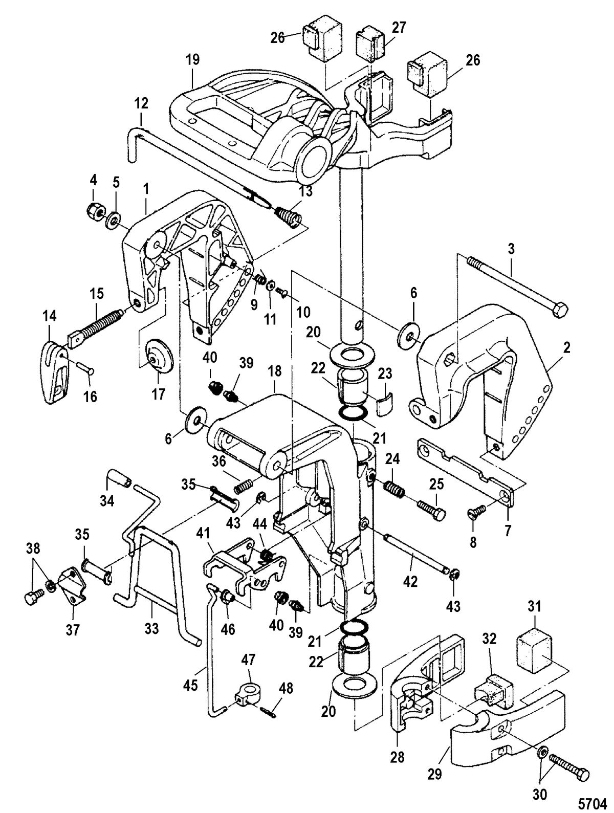 MERCURY/MARINER 8HP SEAPRO/ 9.8 HP INTERNATIONAL Clamp and Swivel Brackets