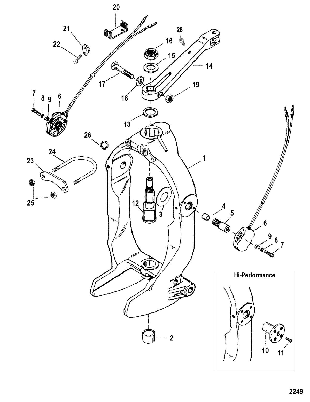 MERCRUISER BRAVO-I XR/XZ STERNDRIVE AND TRANSOM ASSEMBLY Gimbal Ring And Steering Lever