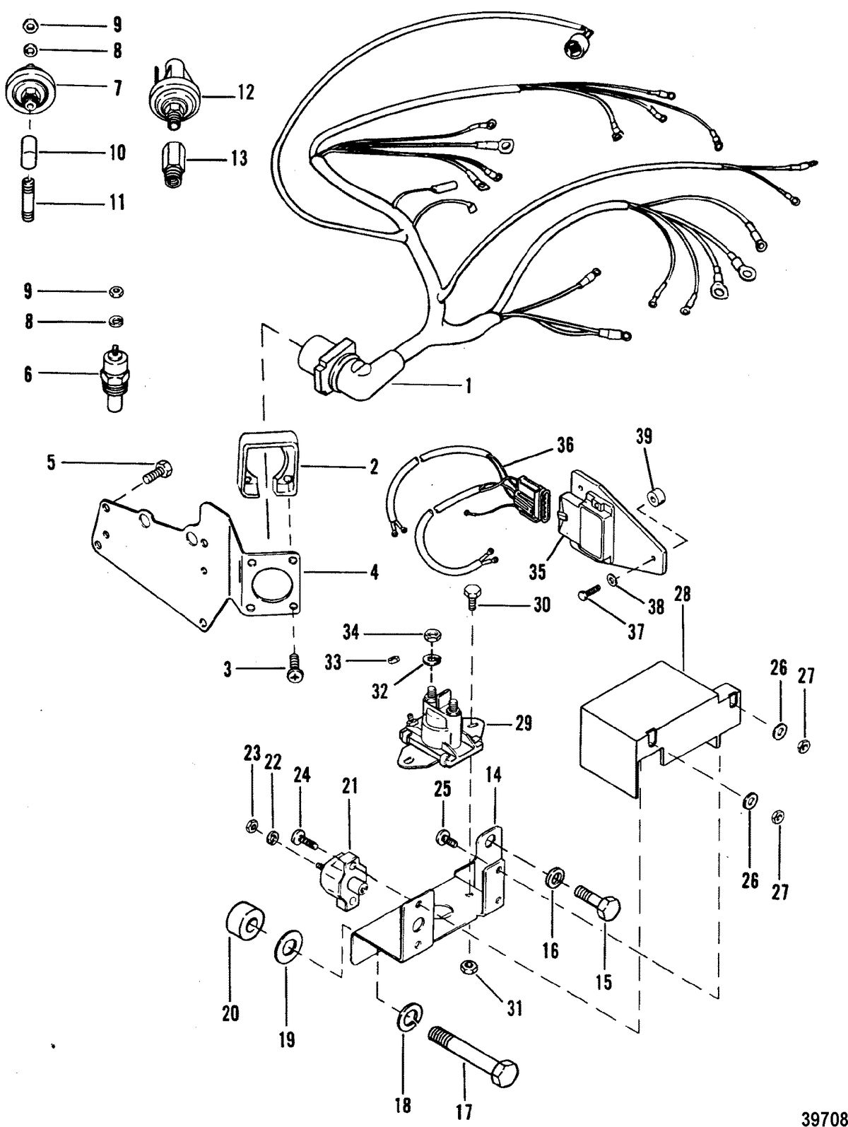 MERCRUISER 4.3L/4.3LX ALPHA ONE ENGINE (262 CID) WIRING HARNESS AND ELECTRICAL COMPONENTS