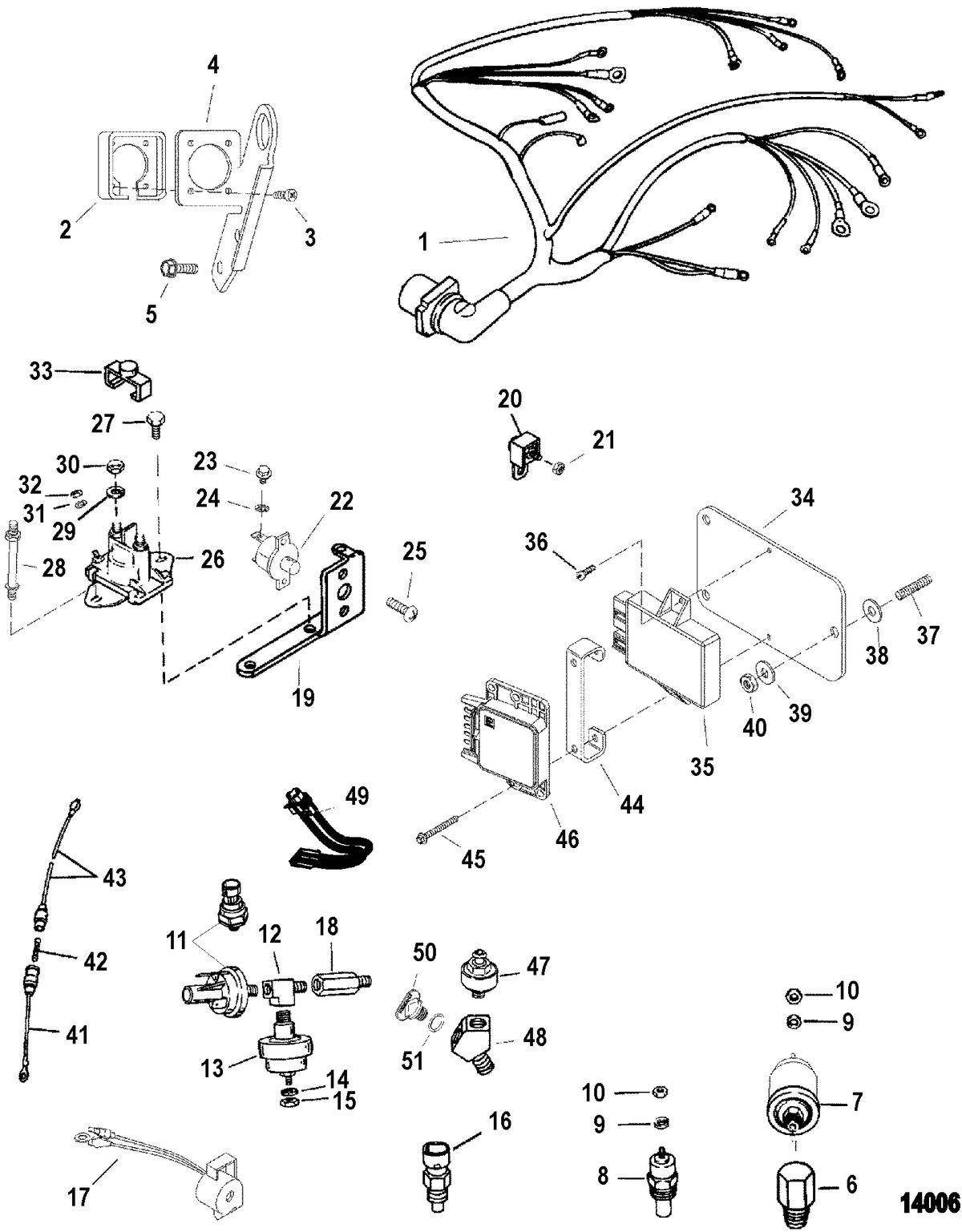 MERCRUISER 5.0L/5.7L ALPHA/BRAVO GEN+ Wiring Harness And Electrical Components