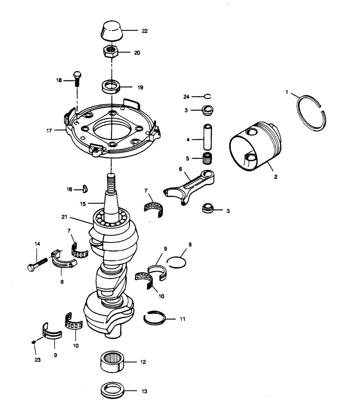 FORCE FORCE 1989 85 H.P. L-DRIVE CRANKSHAFT AND PISTON