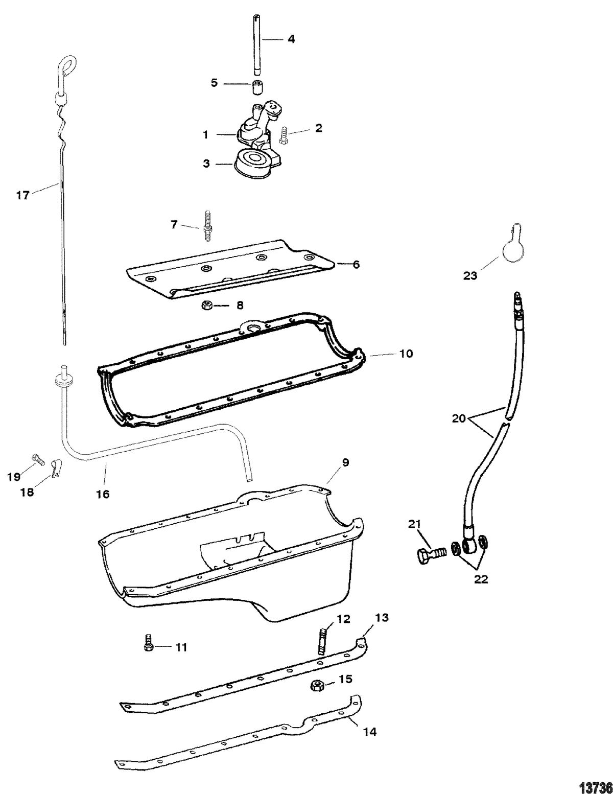 MERCRUISER 5.7L COMPETITION SKI ENGINE OIL PAN AND OIL PUMP