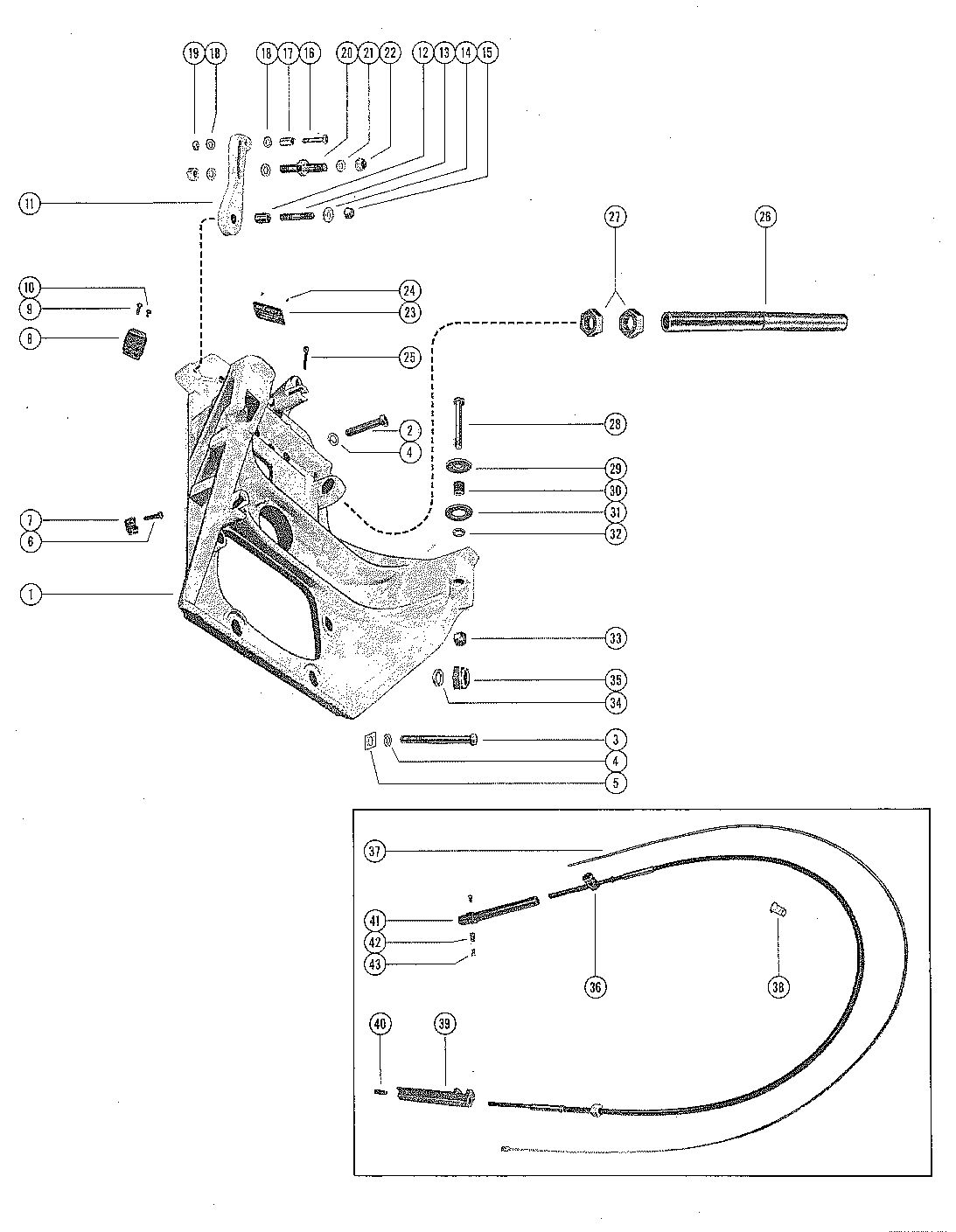 MERCRUISER 1A-1B-1C STERN DRIVES TRANSOM PLATE AND SHIFT CABLE