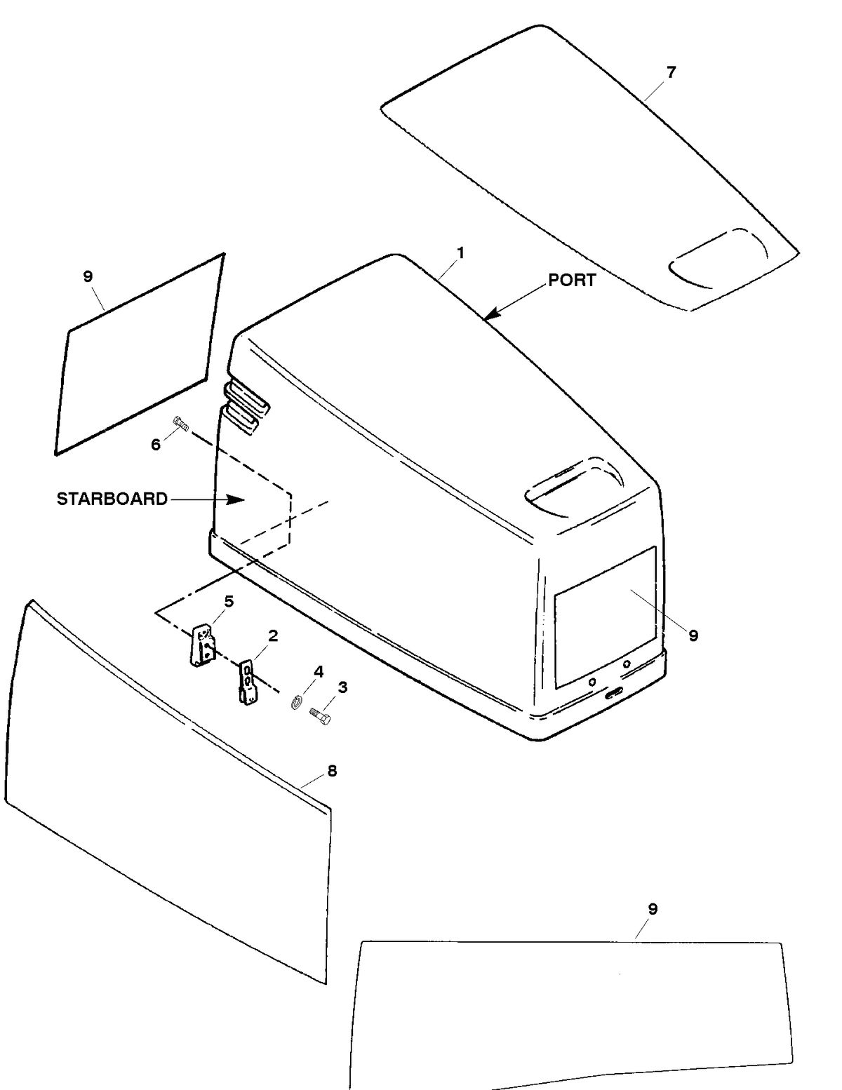 FORCE FORCE 75 H.P. (1998) COWL ASSEMBLY-TOP