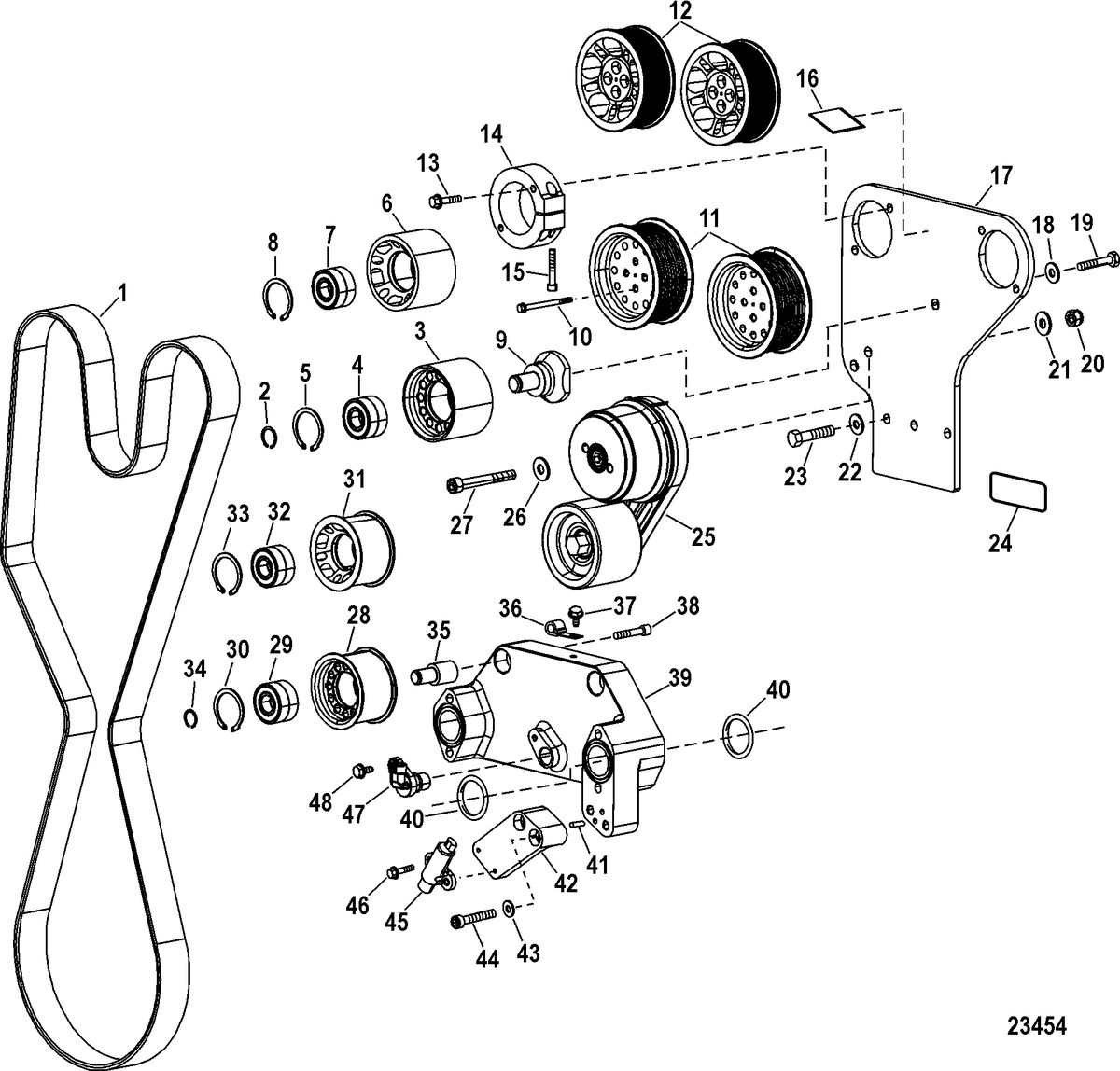 RACE STERNDRIVE 1075 SCI Engine Components(Water Inlet And Drive Belt)