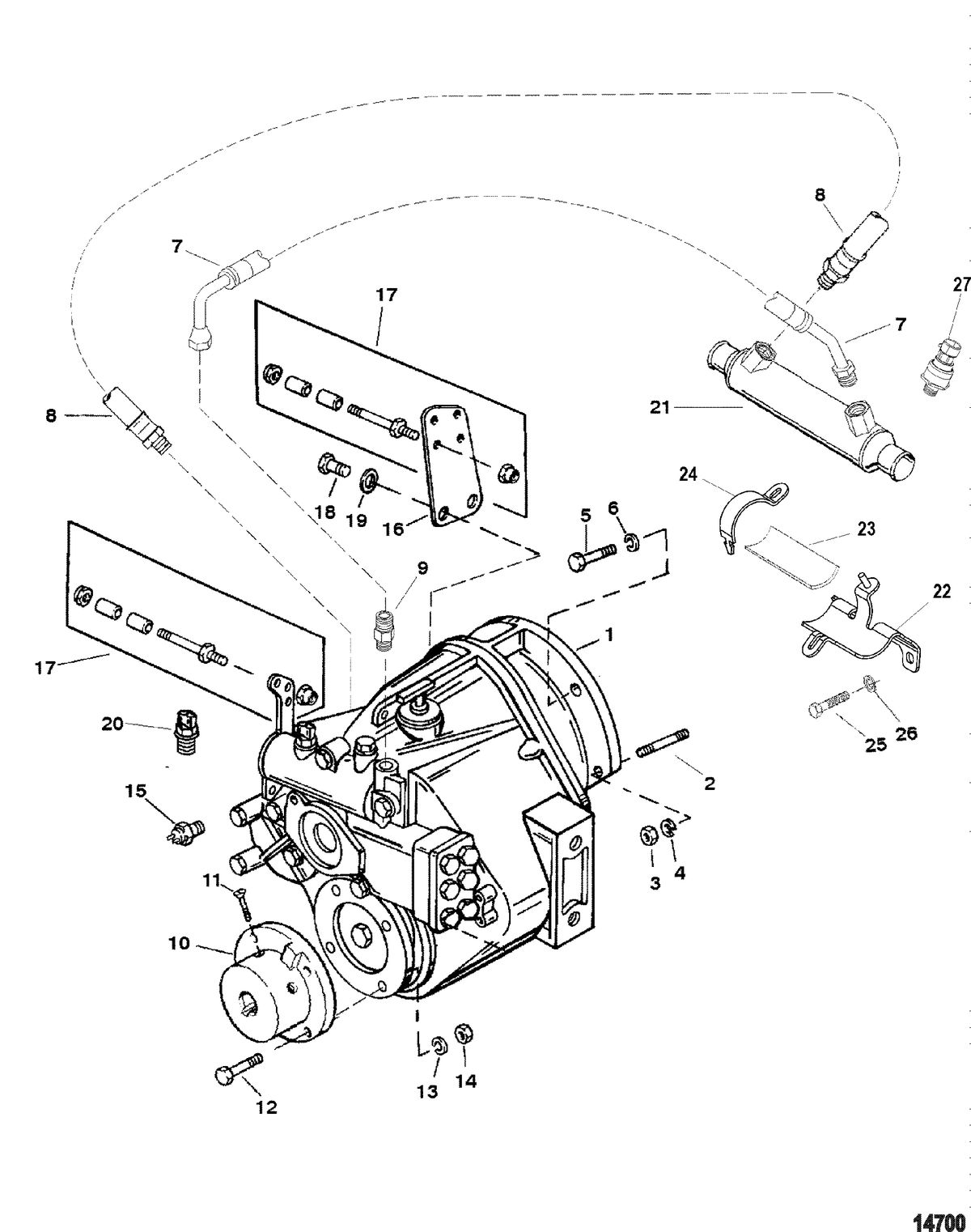 MERCRUISER 350 MAG MPI MX 6.2L MPI INBOARD Transmission And Related Parts(Borg-Warner 5000)