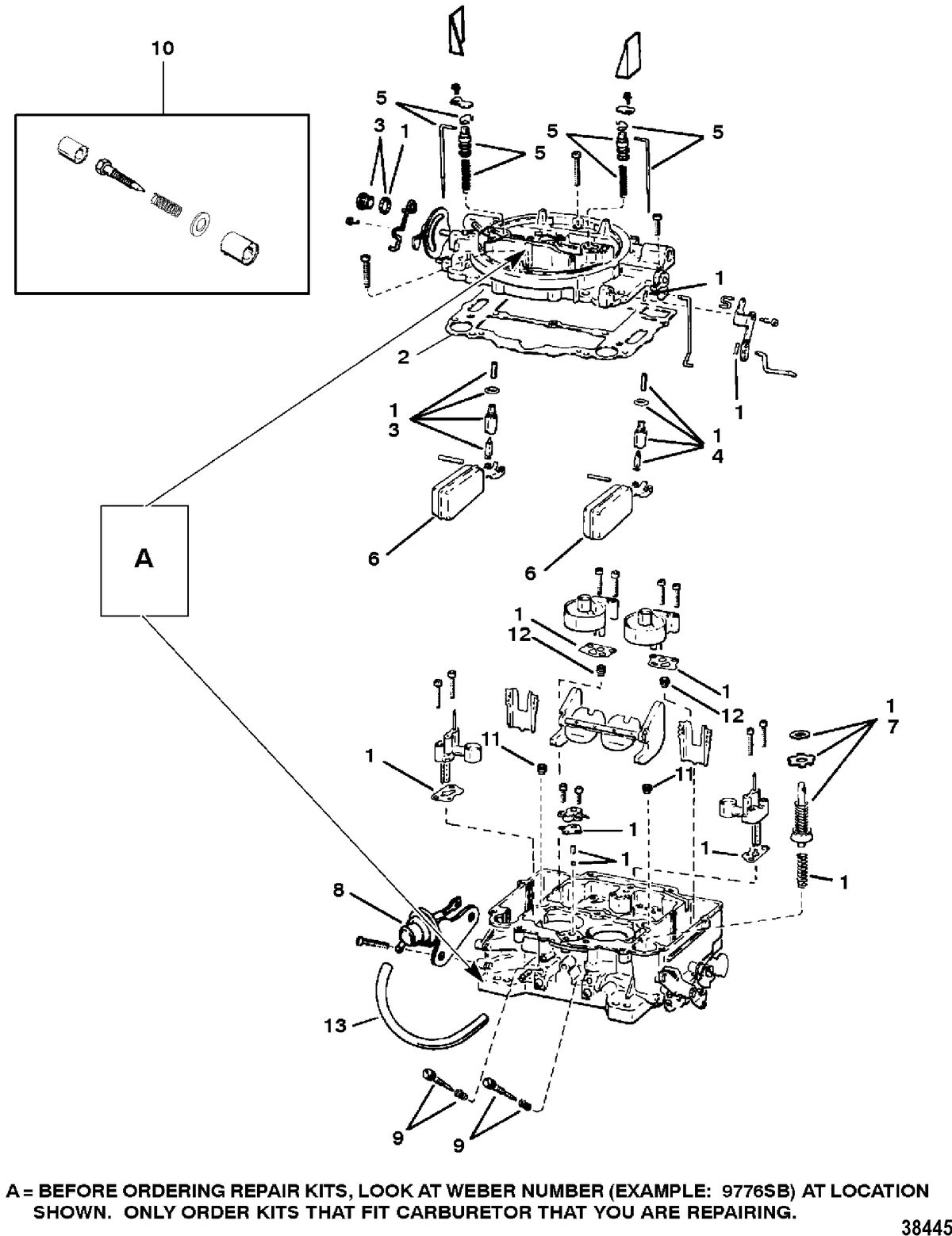 MERCRUISER 4.3L/LX ALPHA/BRAVO (GEN II) CARBURETOR(WEBER)