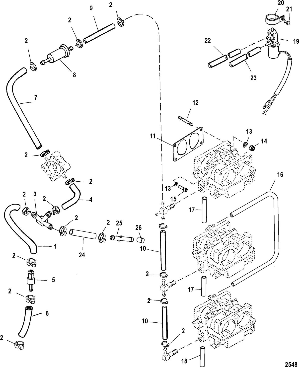MERCURY/MARINER 135/140/150/200/XR6/MAGNUM III/140JET (2.5L)(CARB) Fuel Lines