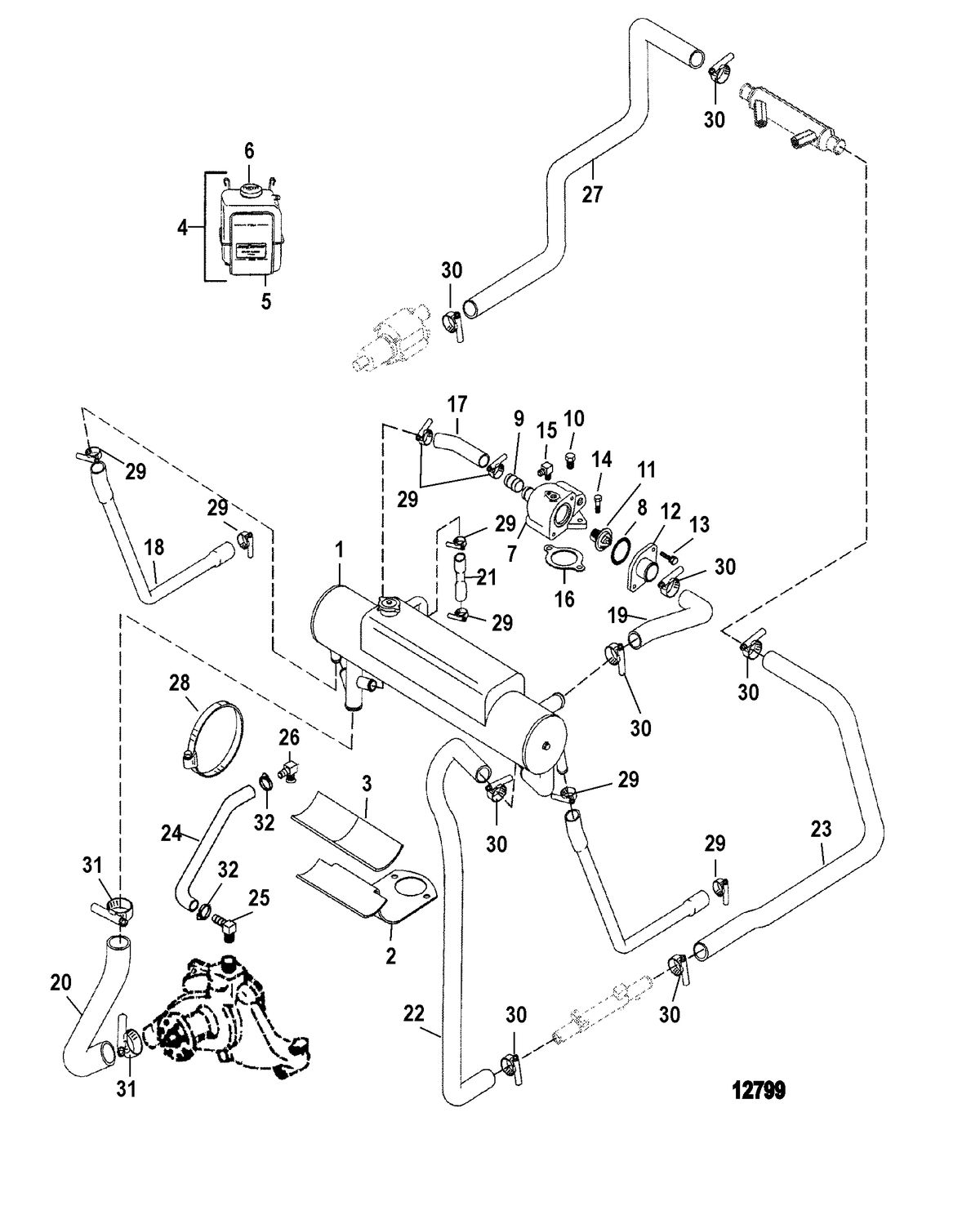 MERCRUISER 350 MAG MPI (GEN+)MIE Closed Cooling System