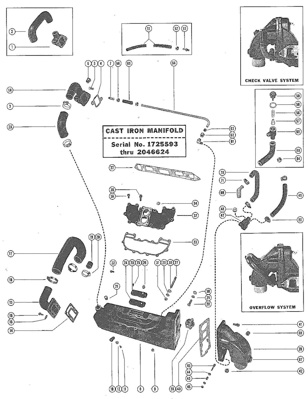 MERCRUISER 120 ENGINE EXHAUST MANIFOLD ASSEM (CAST IRON)(SERIAL # 1725593-2046624)