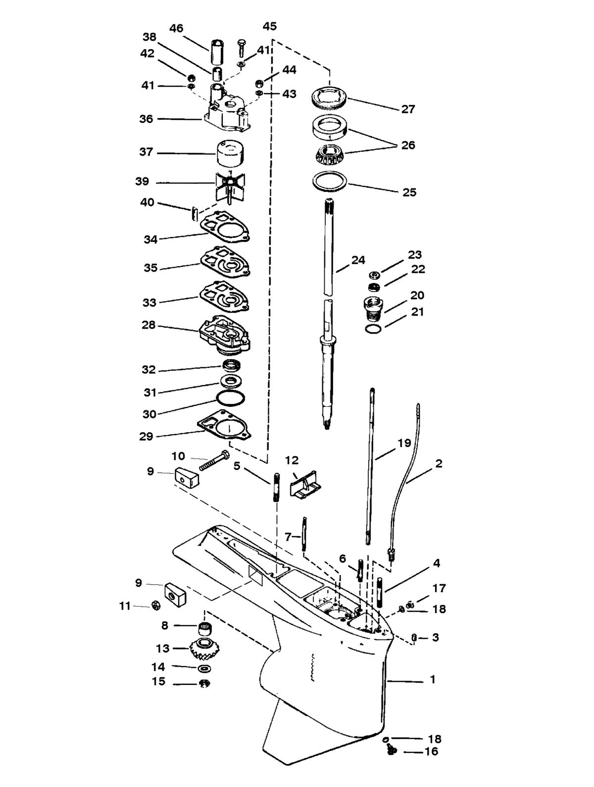 RACE OUTBOARD 225 (EFI) PRO-MAX/SUPER MAGNUM GEAR HOUSING (DRIVE SHAFT)(TORQUE MASTER)