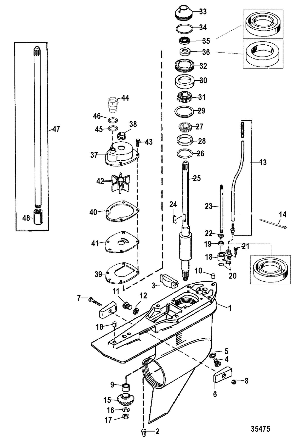 RACE OUTBOARD 300 PROMAX/SUPER MAGNUM (3.0L) Gear Housing, Driveshaft-Standard-FleetMaster