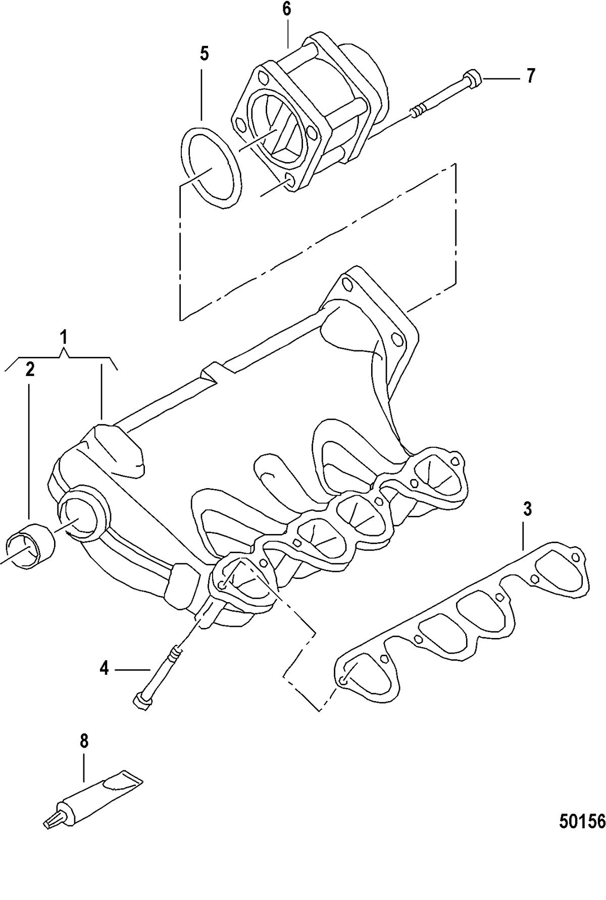 MERCRUISER VW 1.9L SUCTION PIPE/CONTROL FLAP