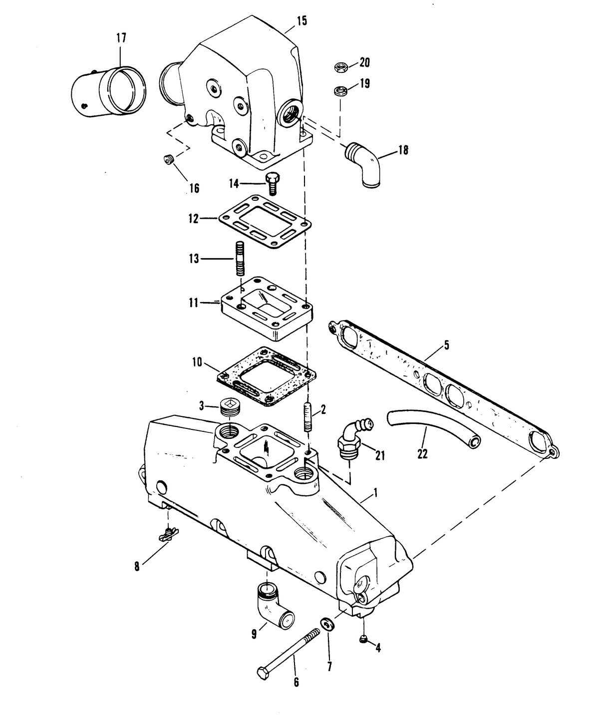 MERCRUISER 300 TEMPEST (MR/TR) ENGINE EXHAUST MANIFOLD AND EXHAUST ELBOW