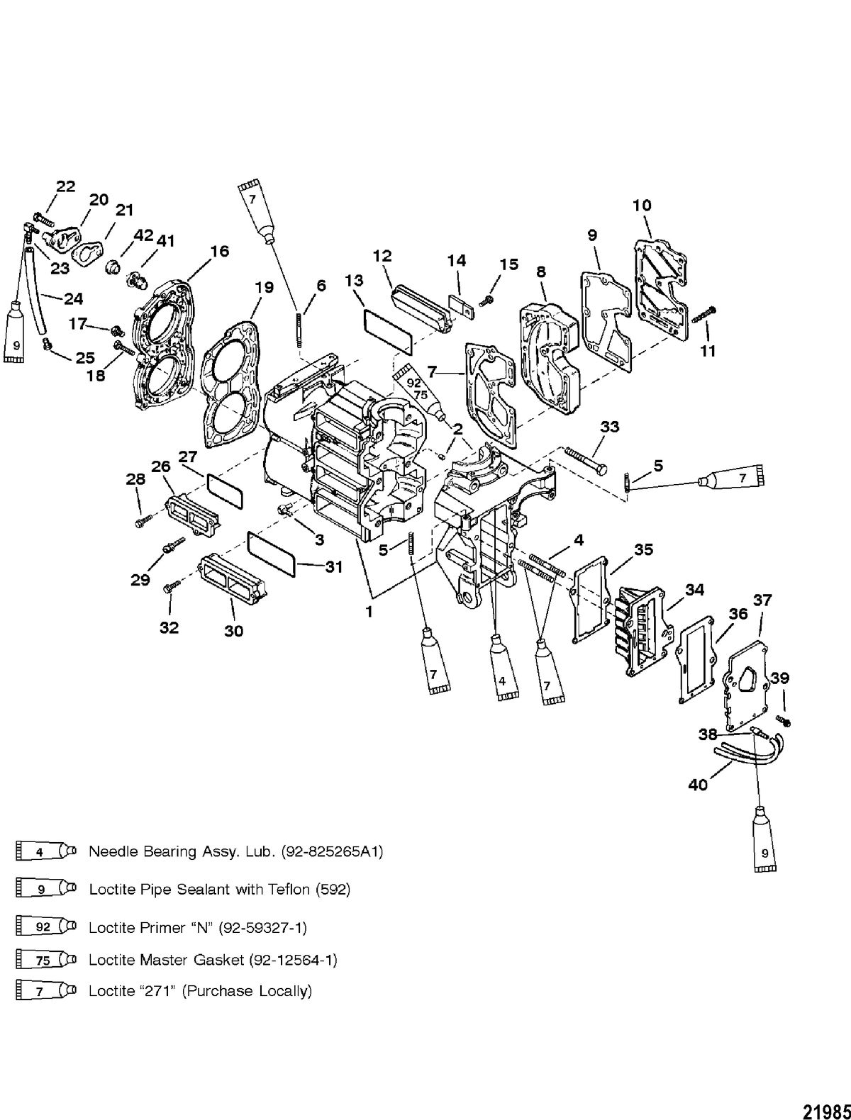 MERCURY/MARINER SEA PRO/MARATHON 15 H.P. Cylinder Block and Covers