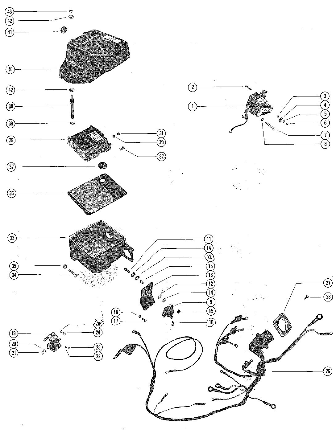 MERCRUISER 325 ENGINE WIRING HARNESS, SWITCH BOX AND IGNITION COIL