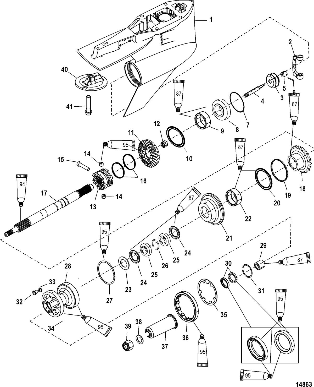 RACE OUTBOARD 250XS DFI (3.0L) Gear Housing, Propeller Shaft-Counter-FleetMaster