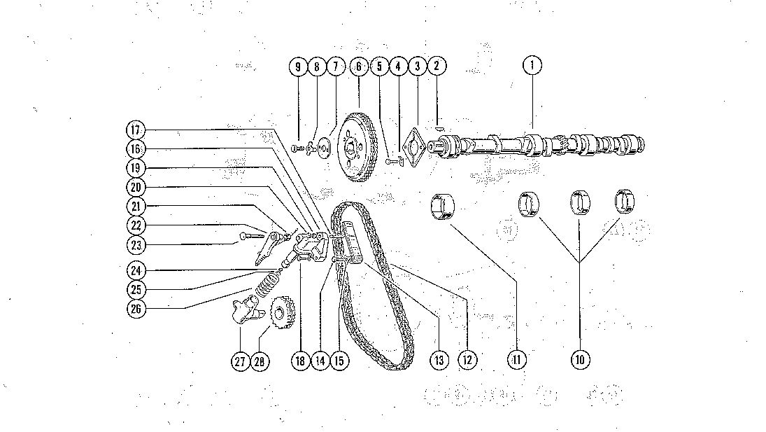 MERCRUISER ROVER ENGINE CAMSHAFT AND TENSIONER MECHANISM