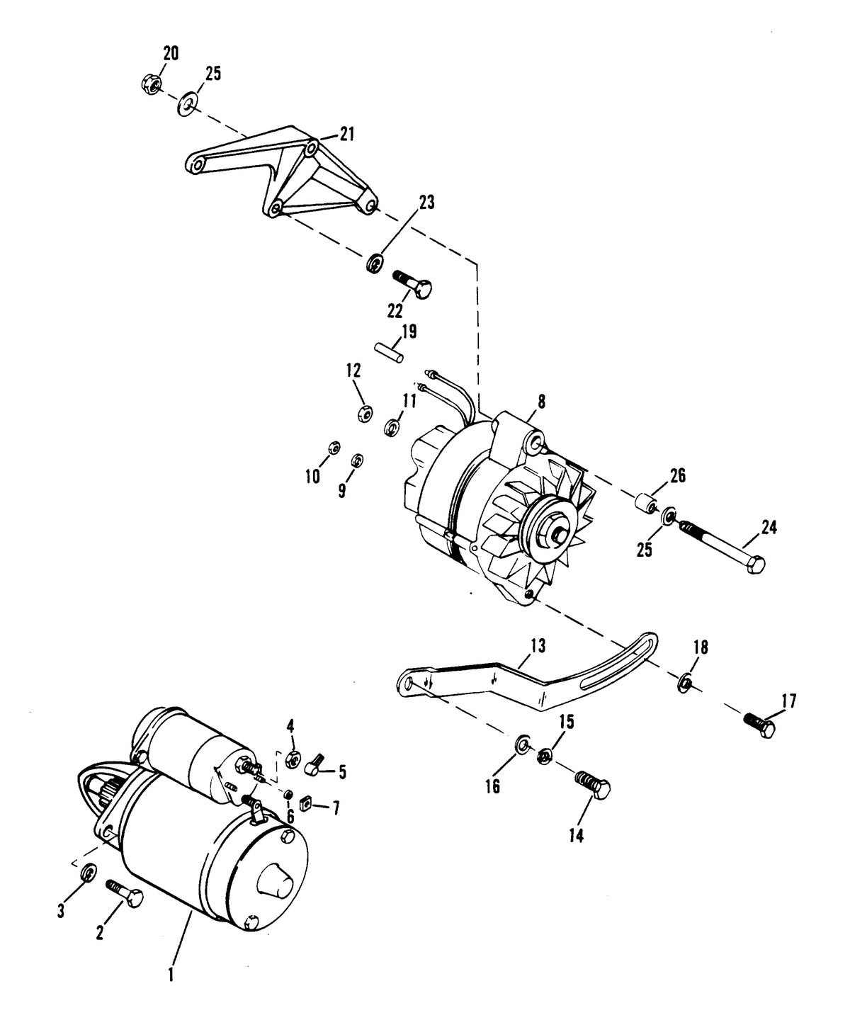 MERCRUISER 575 H.P. ENGINE (CARD 54) STARTER AND ALTERNATOR