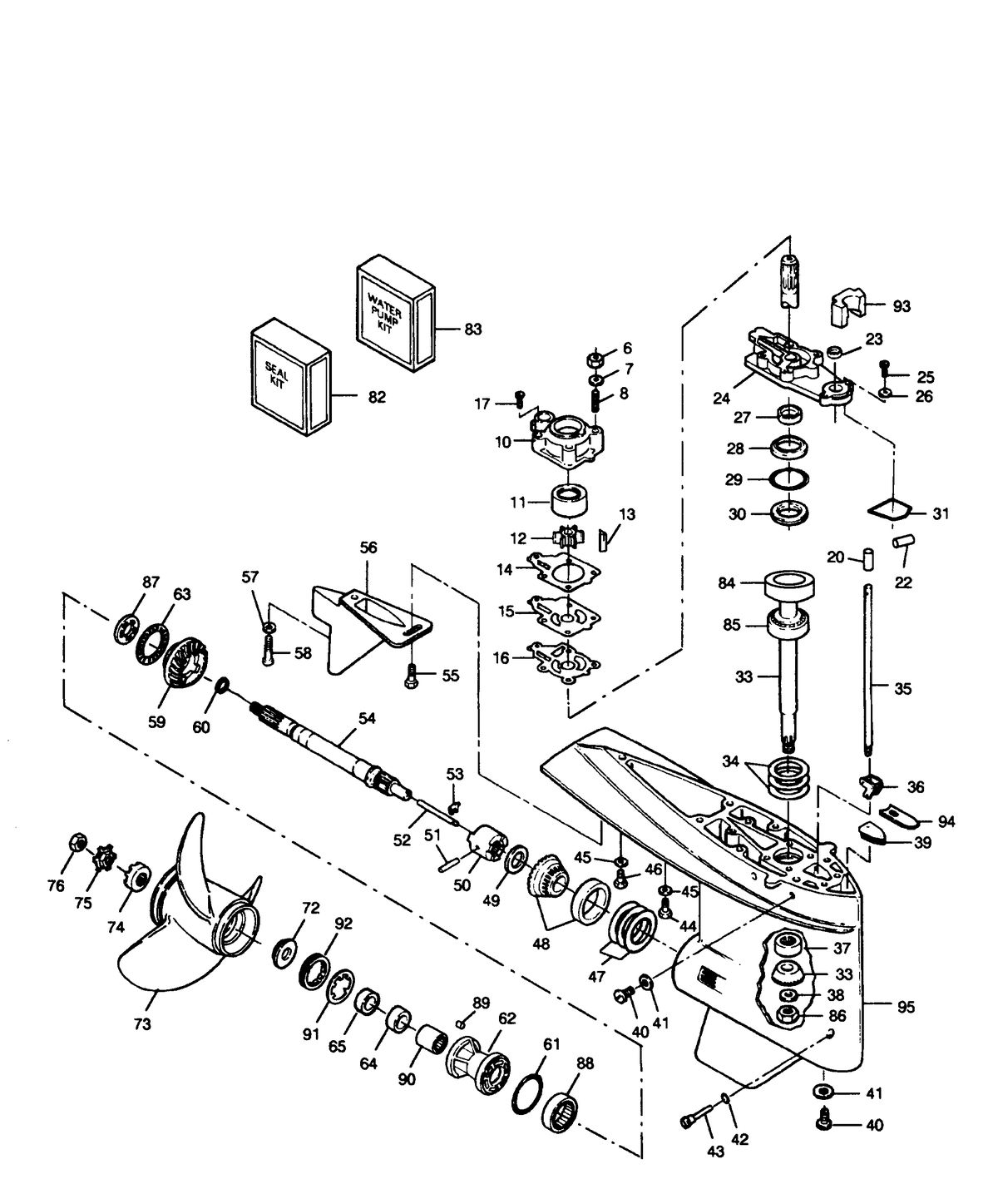 FORCE FORCE 1991 90 H.P. "B" MODELS GEAR HOUSING
