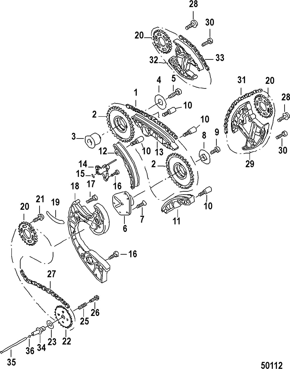 MERCRUISER VW TDI 3.0L TIMING CHAIN AND SLIDE RAIL