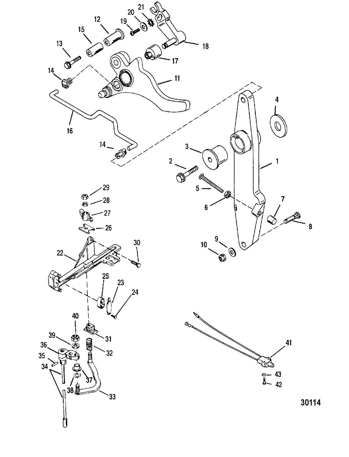 MERCURY/MARINER 135/150/175 DFI (2.5L) THROTTLE LEVER AND SHIFT SHAFT