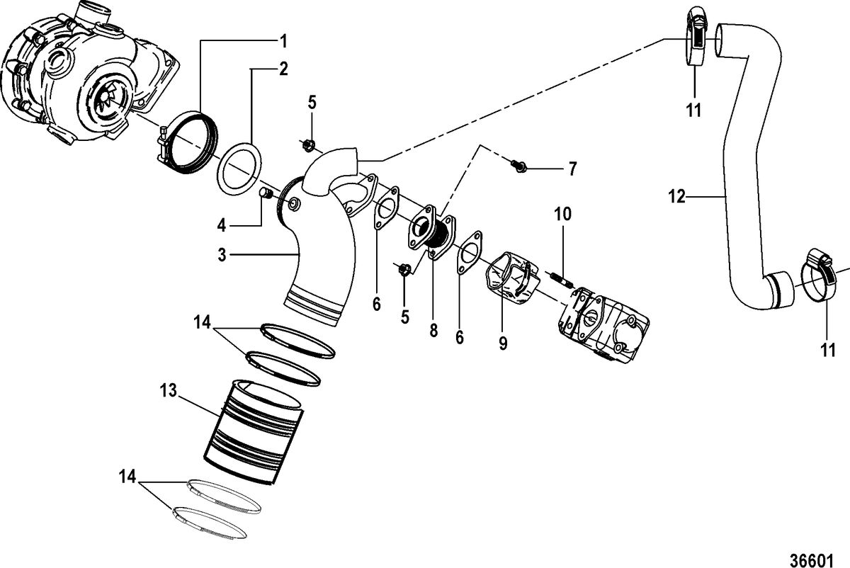 MERCRUISER CUMMINS/MERCRUISER DIESEL QSD-4.2L Exhaust Components, Inboard