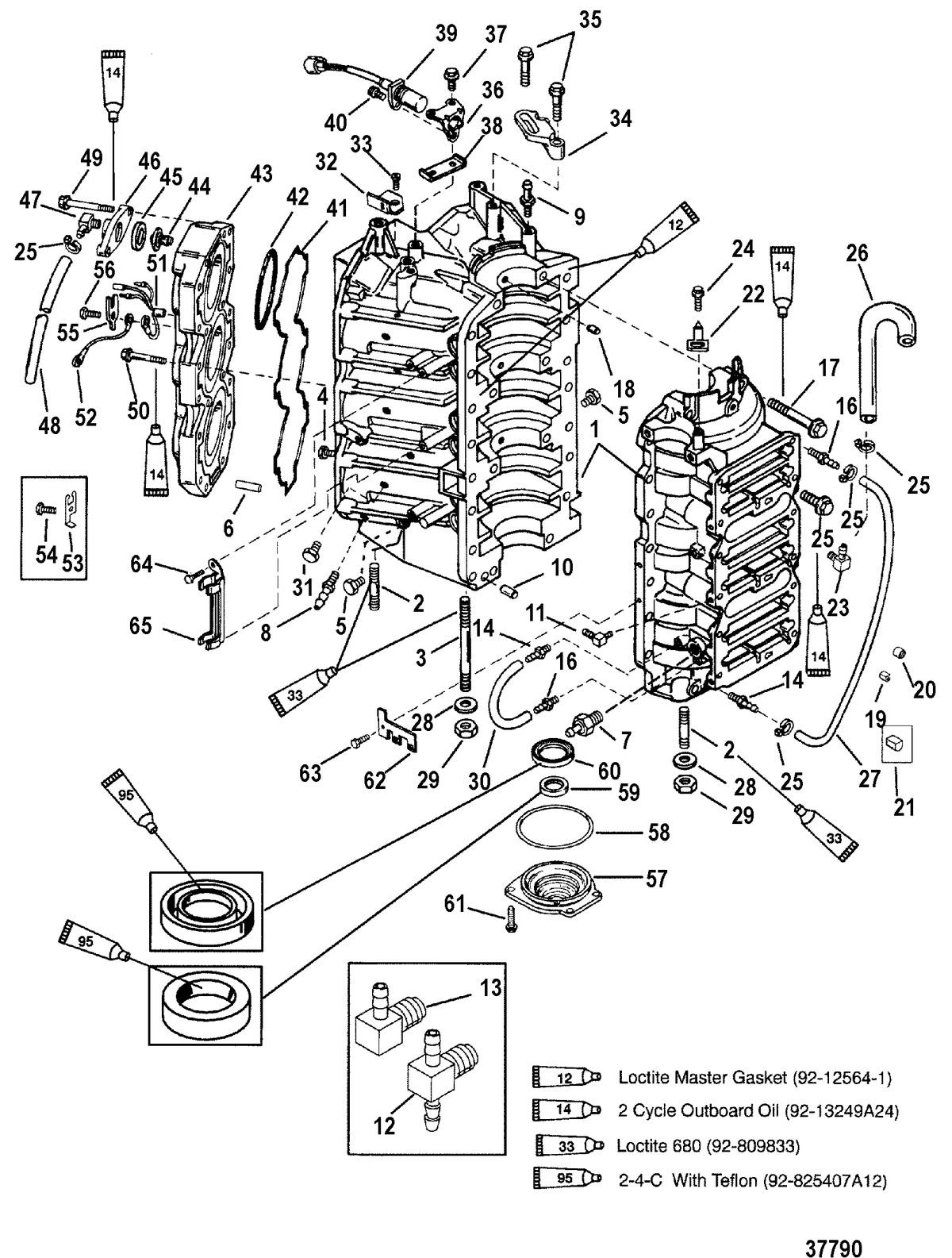MERCURY/MARINER 225/250 EFI (3.0L) CYLINDER BLOCK AND END CAP