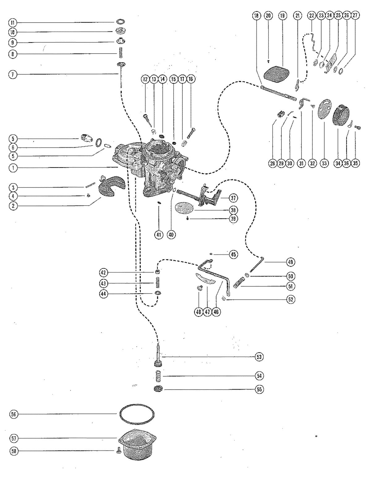 MERCRUISER 80 ENGINE AND 80 STERNDRIVE CARBURETOR ASSEMBLY
