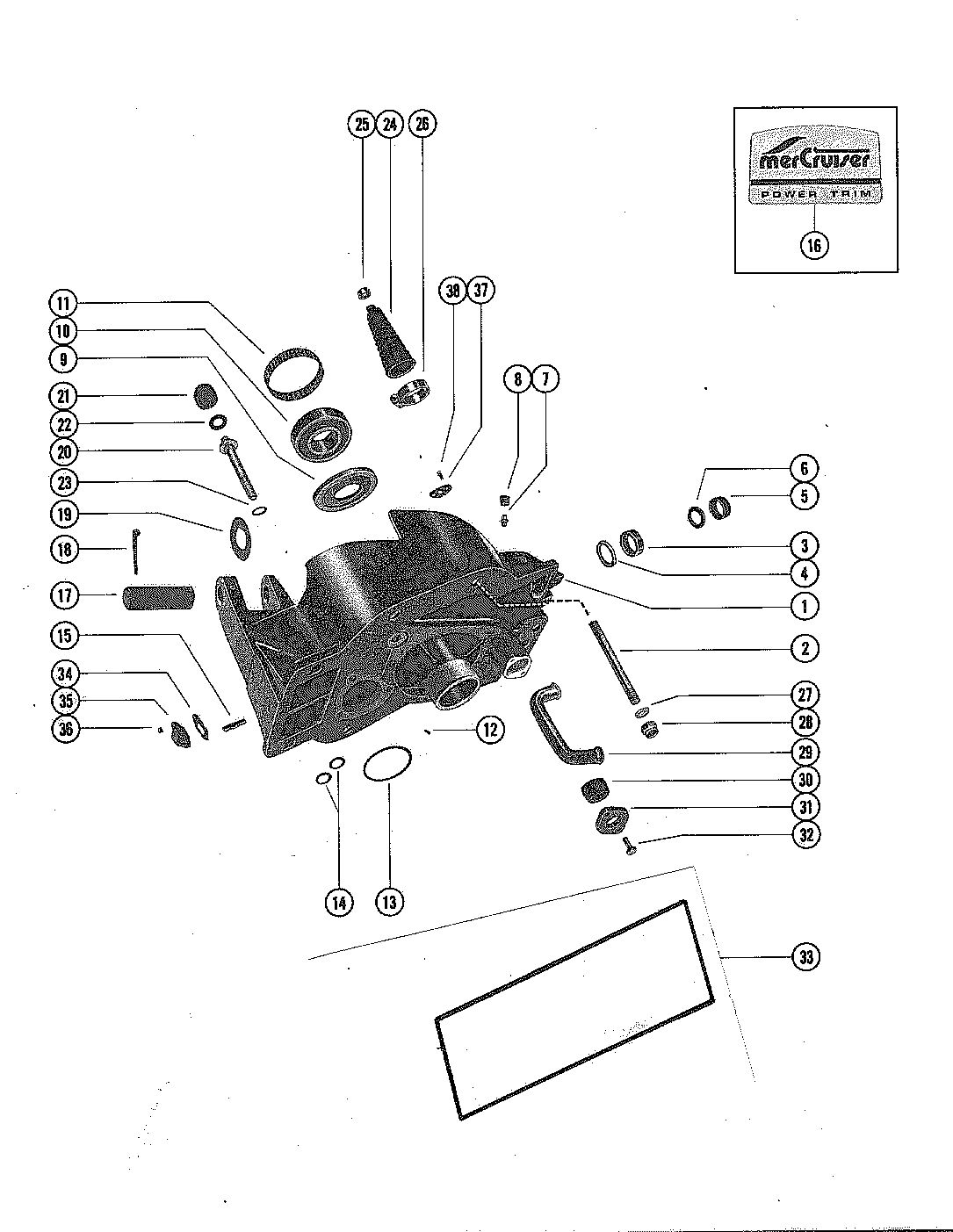 MERCRUISER 898 (1.50 RATIO) 1228 (1.50 RATIO) 1250 (1.32 RATIO) GIMBAL HOUSING ASSEMBLY