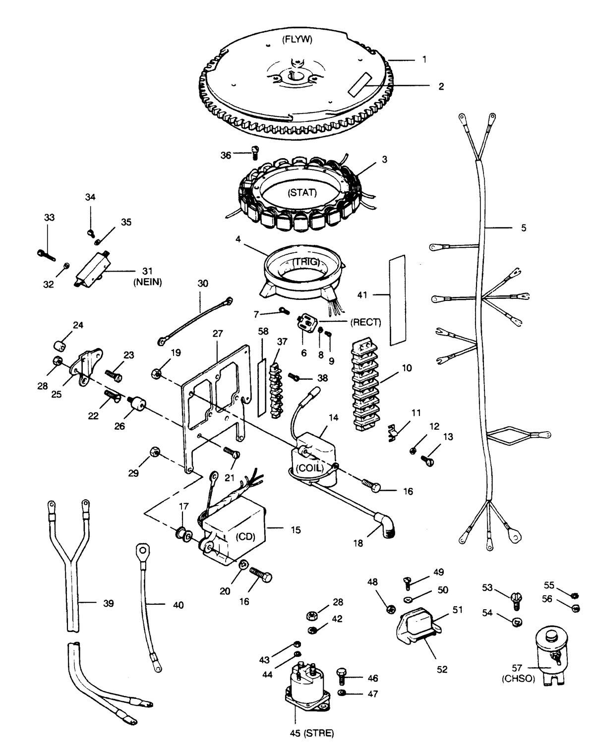 FORCE FORCE 1990 50 H.P. "A" MODELS ELECTRICAL COMPONENTS