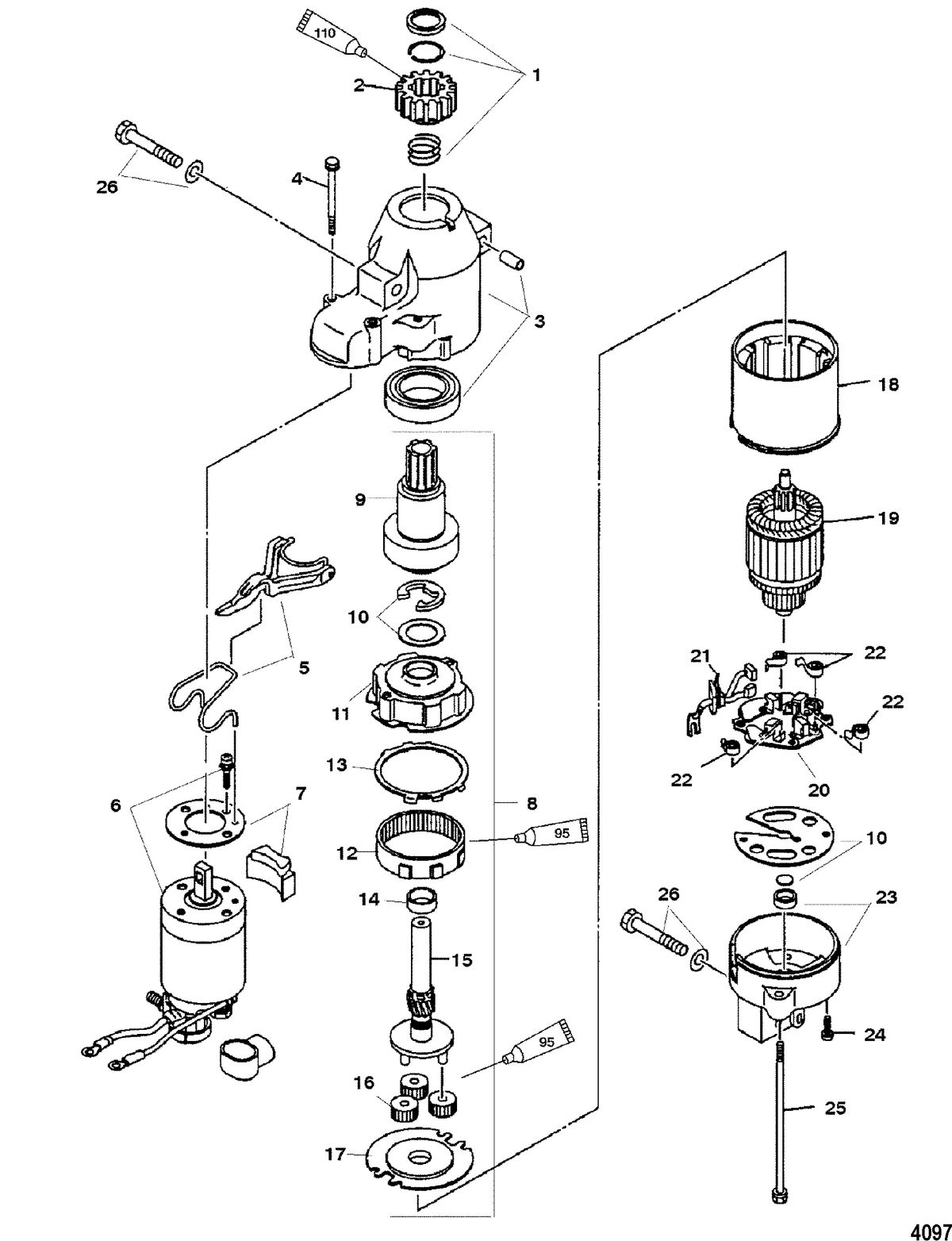 MERCURY/MARINER 75/90 (4-STROKE) Starter Motor