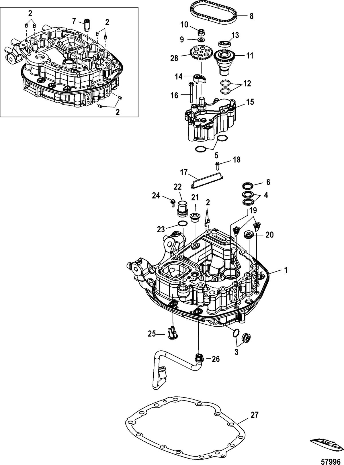 MERCURY/MARINER 350/350 PRO/400R VERADO (4-STROKE)(6 CYLINDER) Oil Pump/Adaptor Plate-Upper