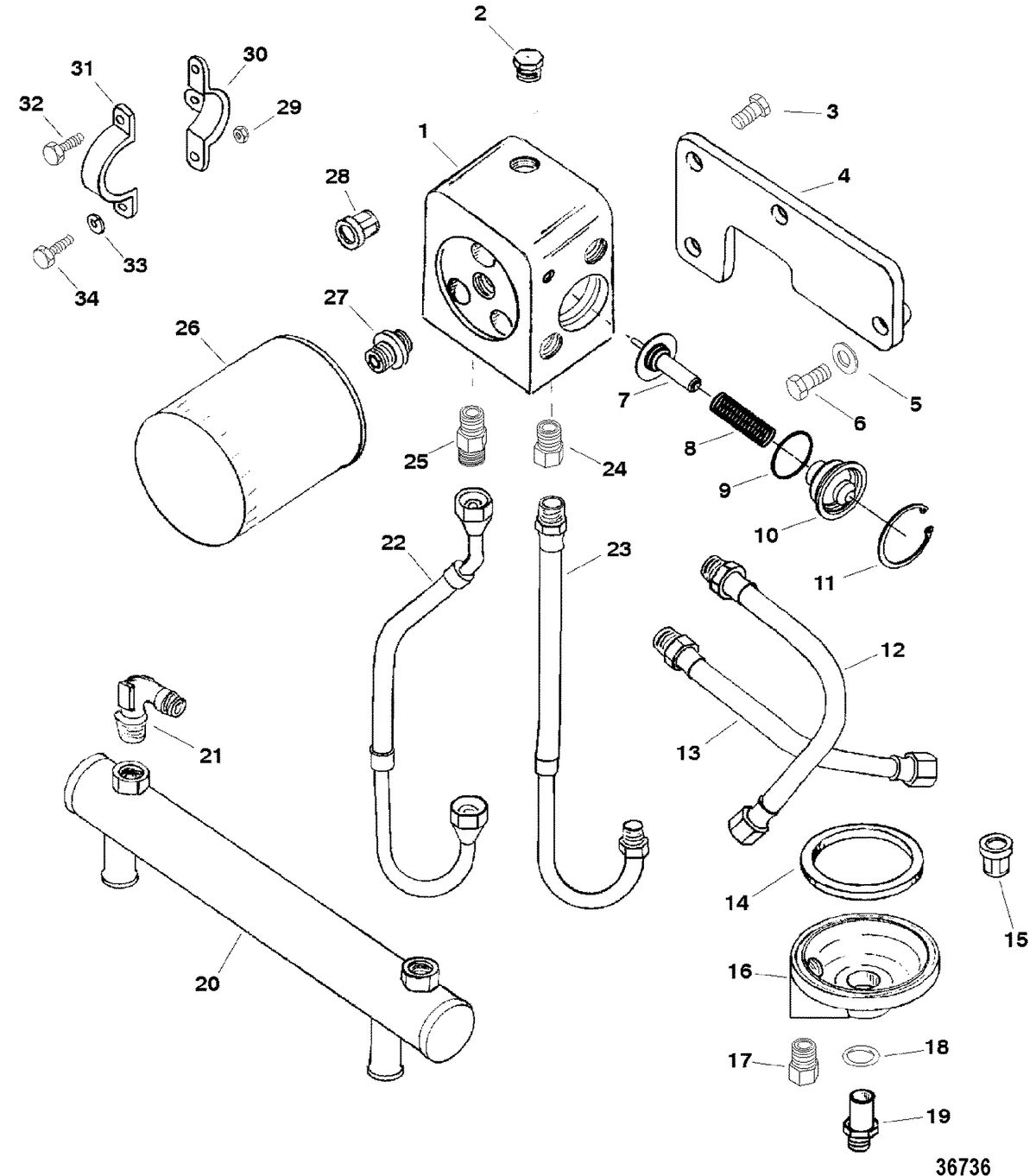 RACE STERNDRIVE 500 CARB (502CID) 8.2L ENGINE (GEN +) OIL COOLER / OIL FILTER / OIL ADAPTOR